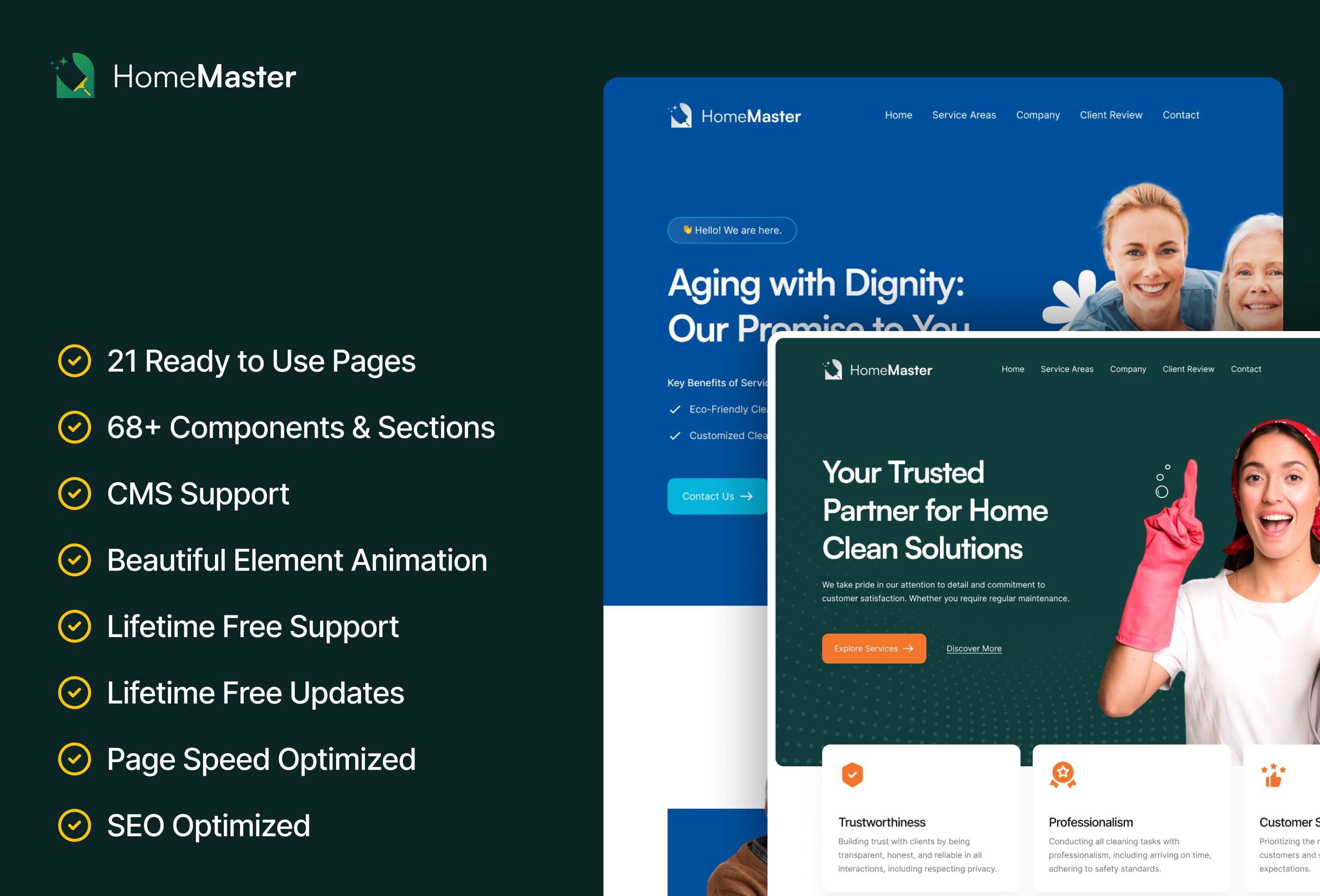 Screenshot 2 for HomeMaster, a Framer Marketplace template by Framerbite.