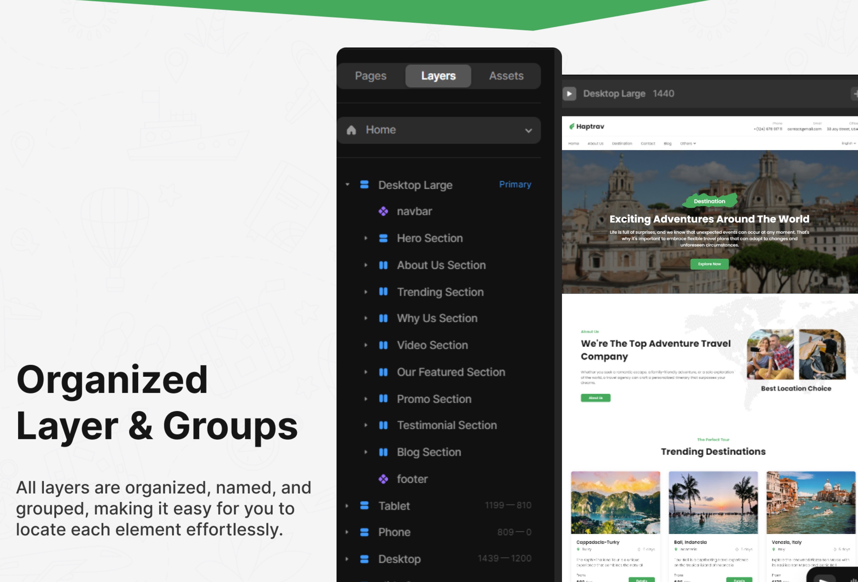 Screenshot 2 for Haptrav, a Framer Marketplace template by Saiful.