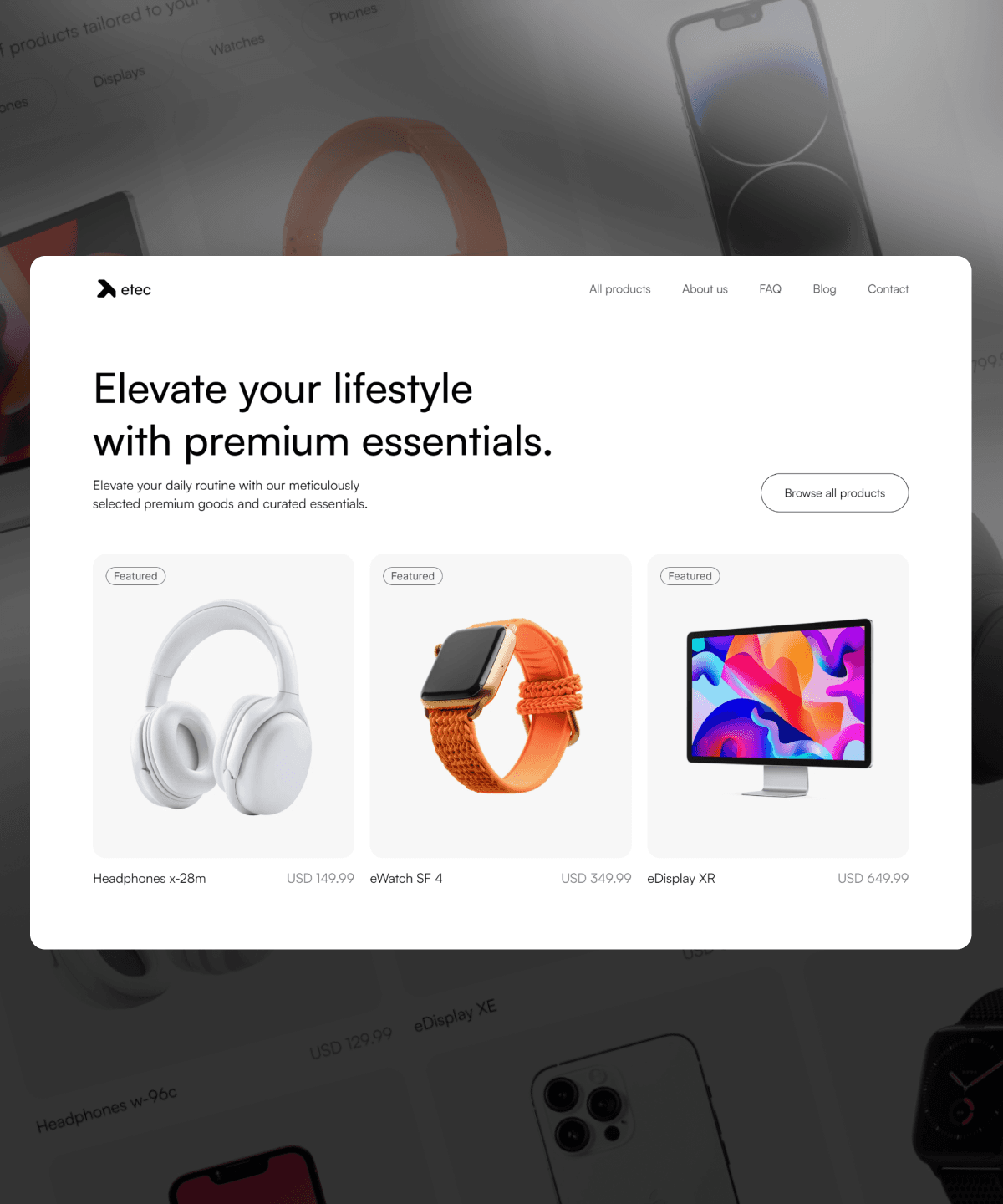 Screenshot 1 for Etec, a Framer Marketplace template by Tolv.Studio.