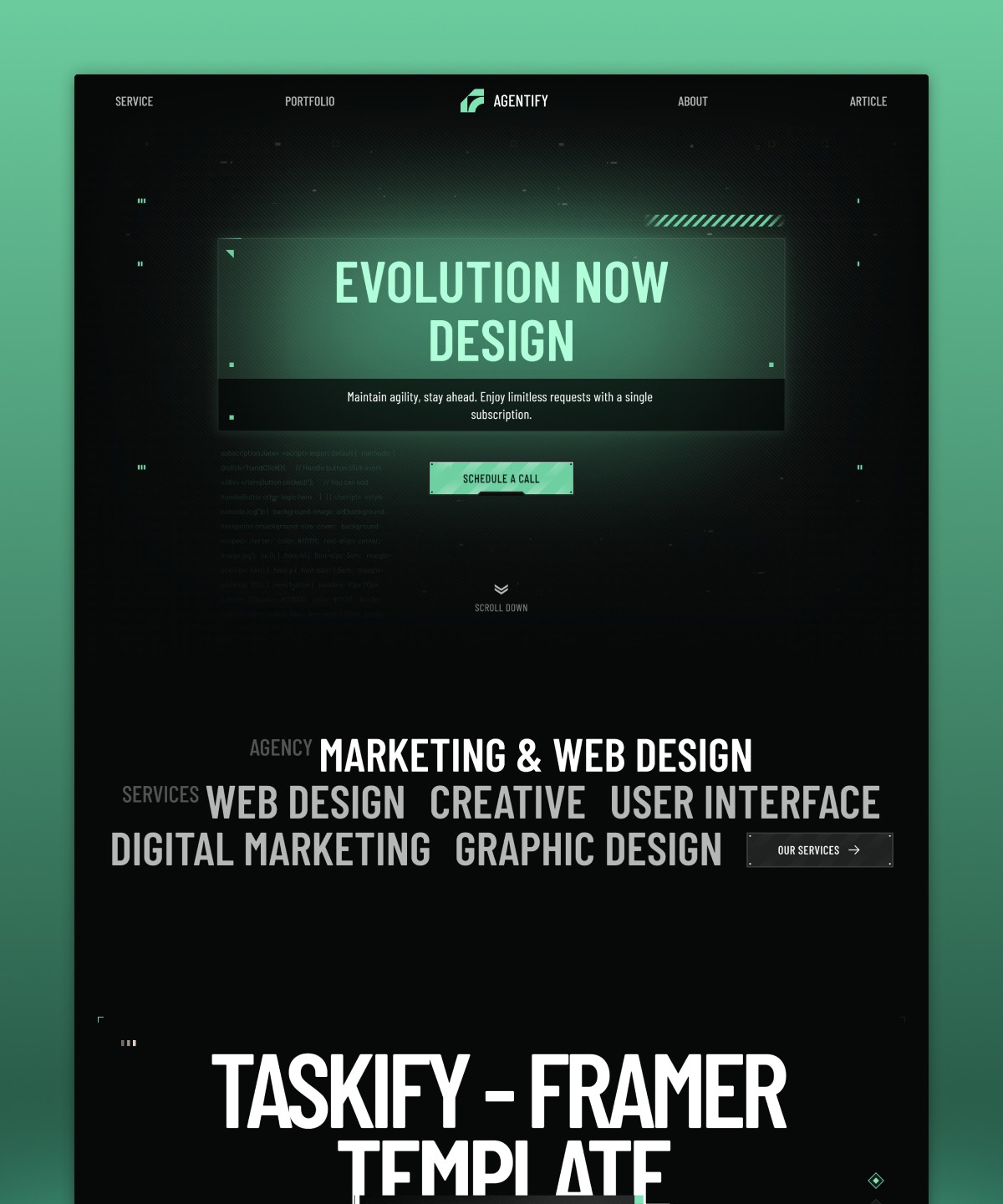 Screenshot 1 for Agentify, a Framer Marketplace template by Dmytri Ivanov.