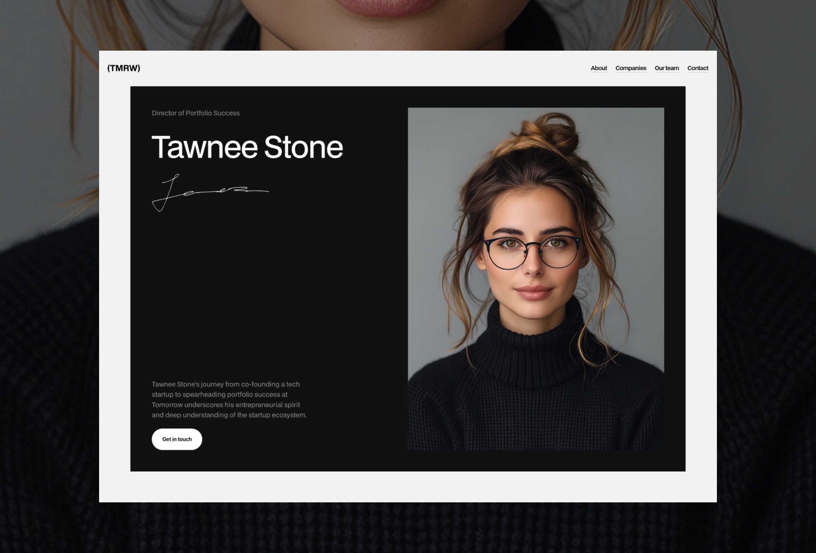 Screenshot 4 for Tomorrow, a Framer Marketplace template by JP.