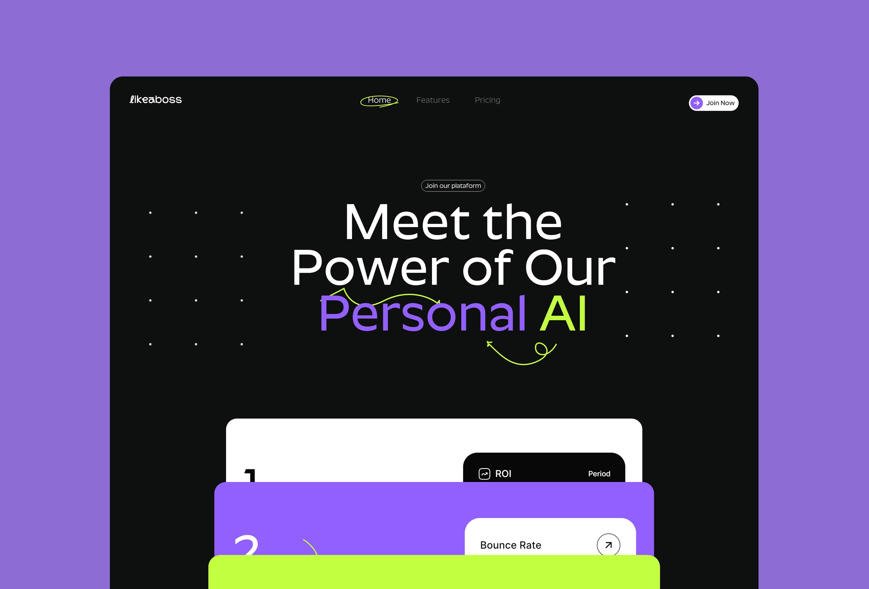 Screenshot 2 for LikeaBoss, a Framer Marketplace template by Leandro Melo.