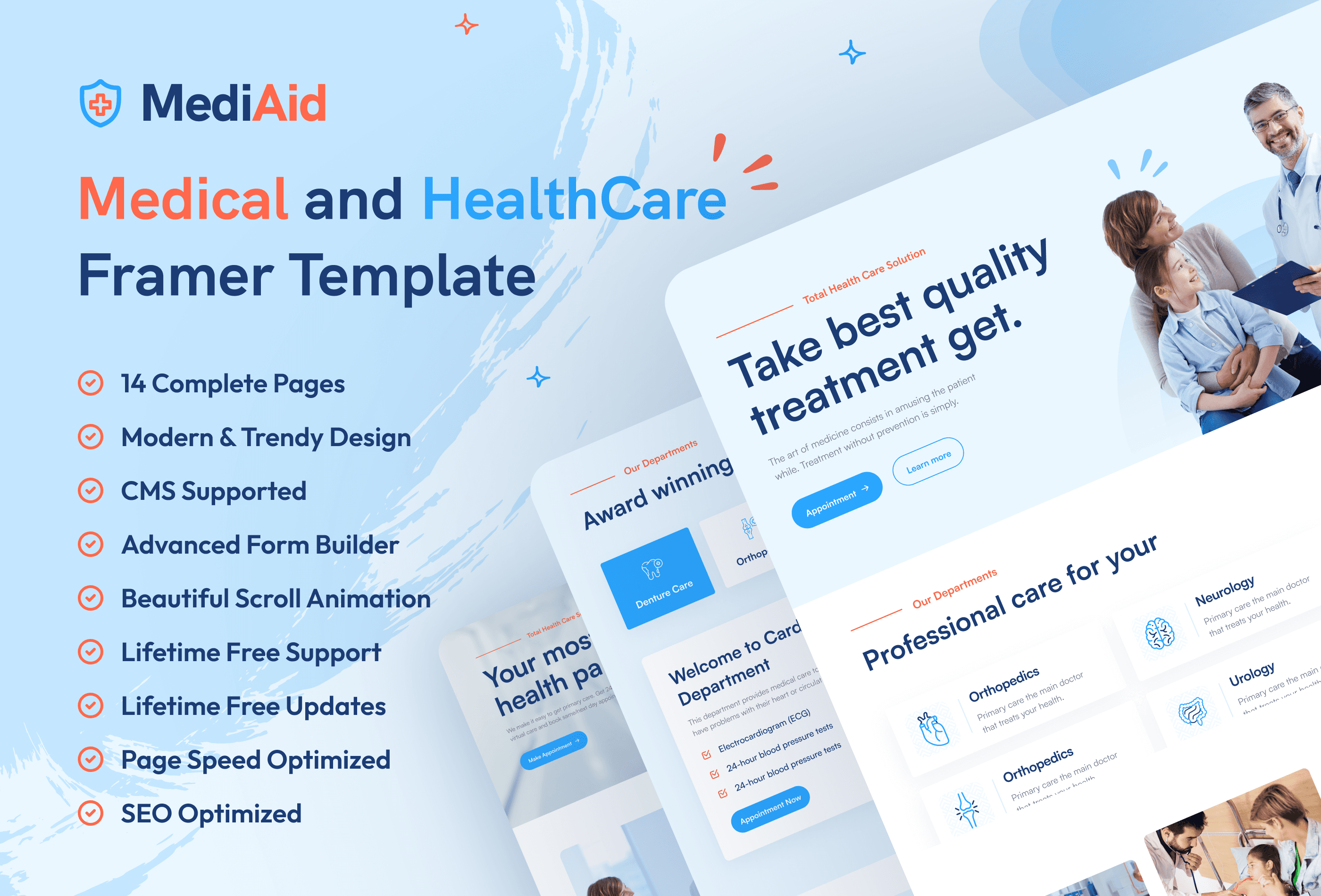 Screenshot 2 for MediAid, a Framer Marketplace template by FramerDevs.