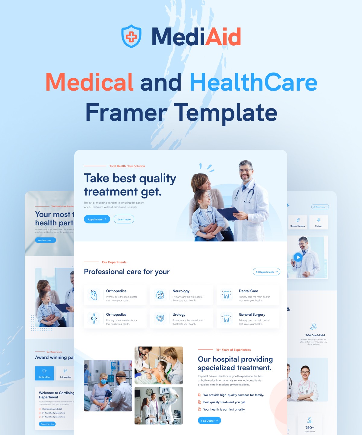 Screenshot 1 for MediAid, a Framer Marketplace template by FramerDevs.