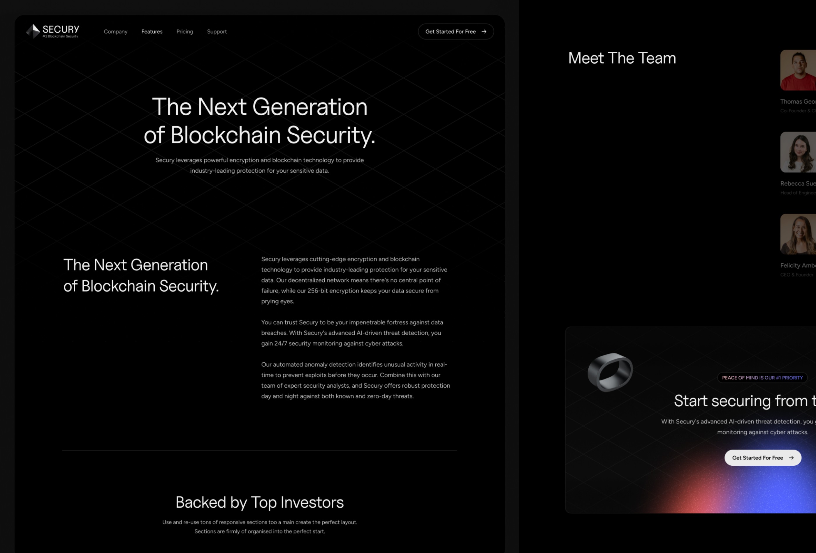 Screenshot 3 for Secury, a Framer Marketplace template by Framerbite.
