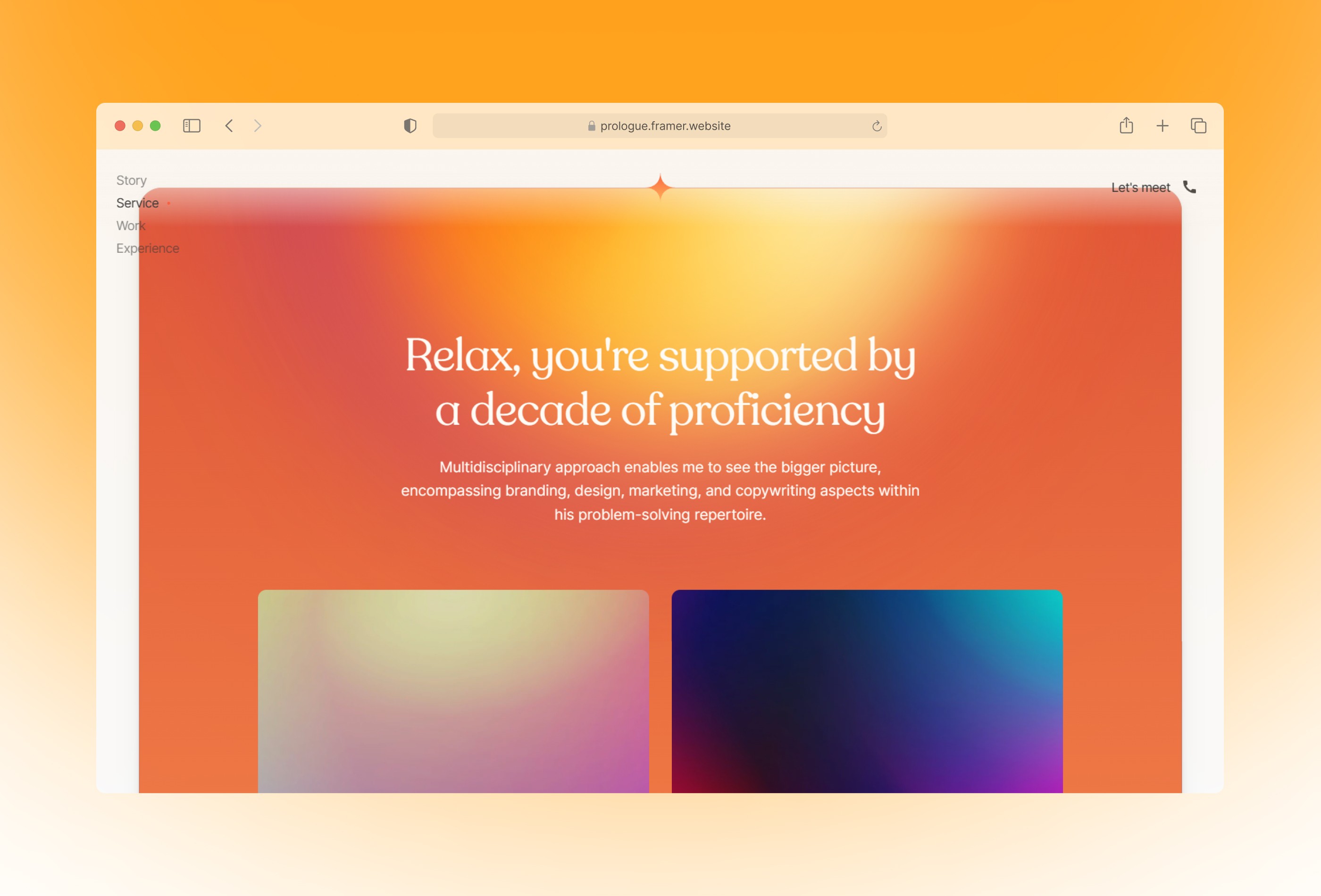Screenshot 3 for Prologue, a Framer Marketplace template by Goran Babarogic.
