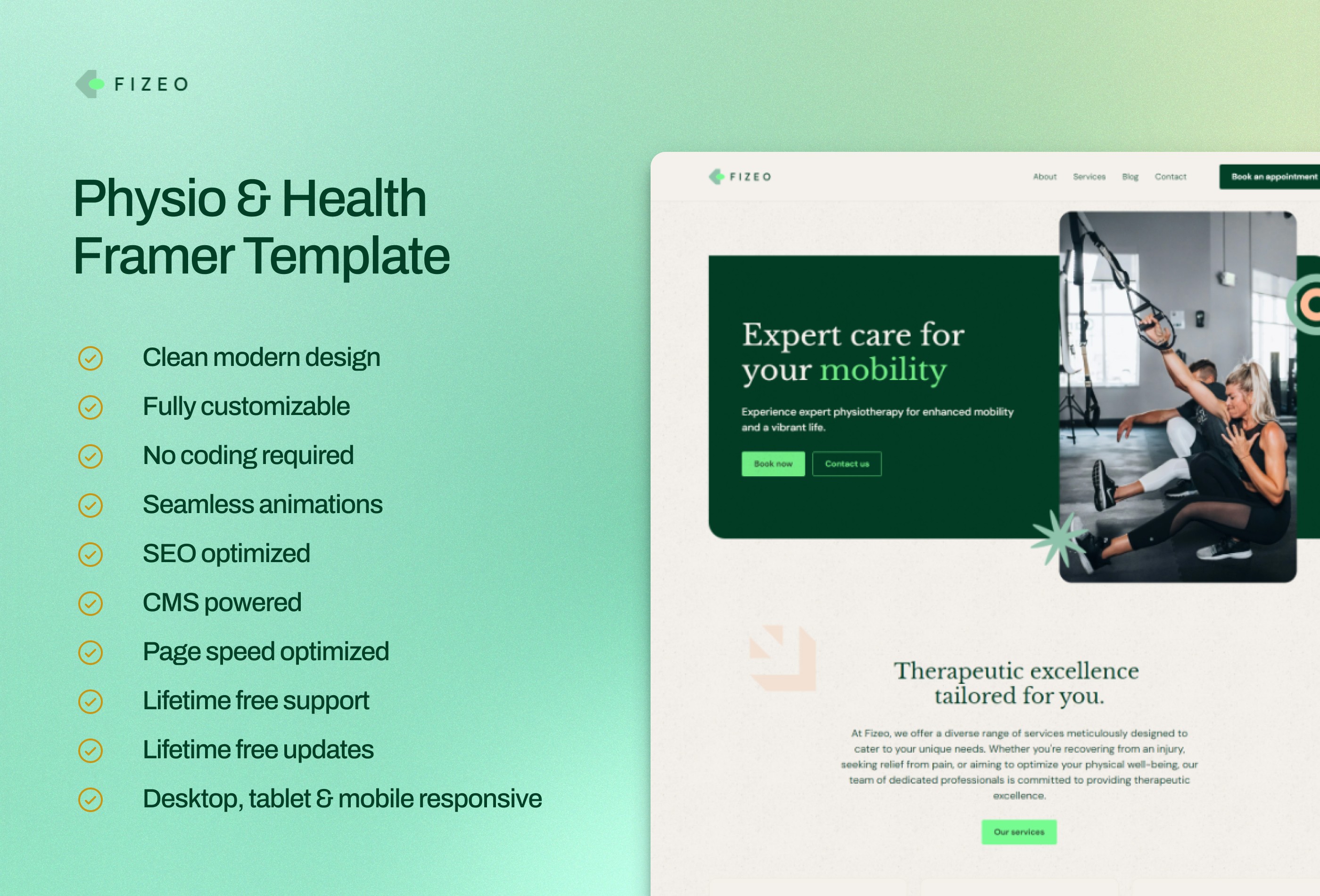 Screenshot 2 for Fizeo, a Framer Marketplace template by Vilu Digital.