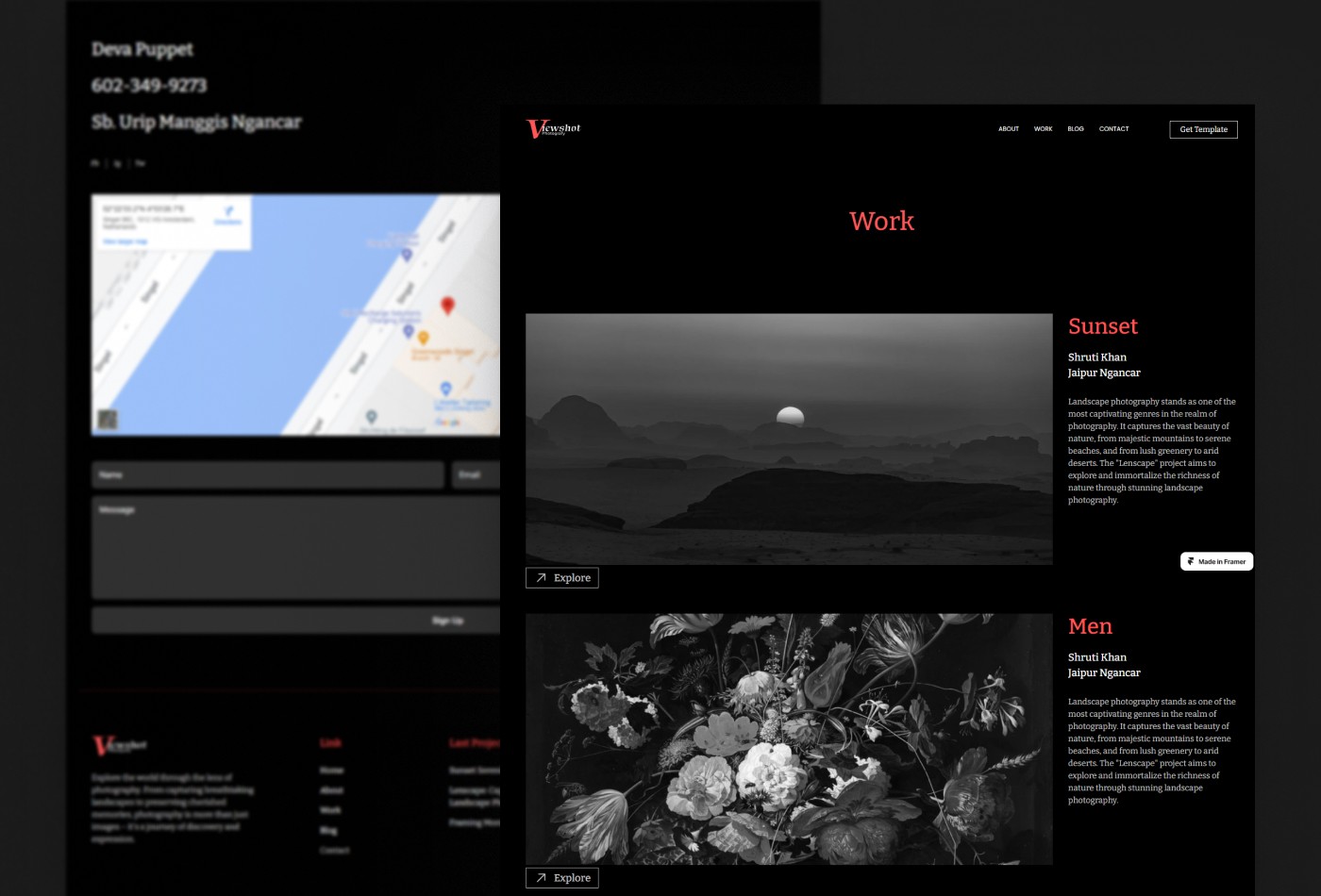 Screenshot 3 for Viewshot, a Framer Marketplace template by Honocoroko.