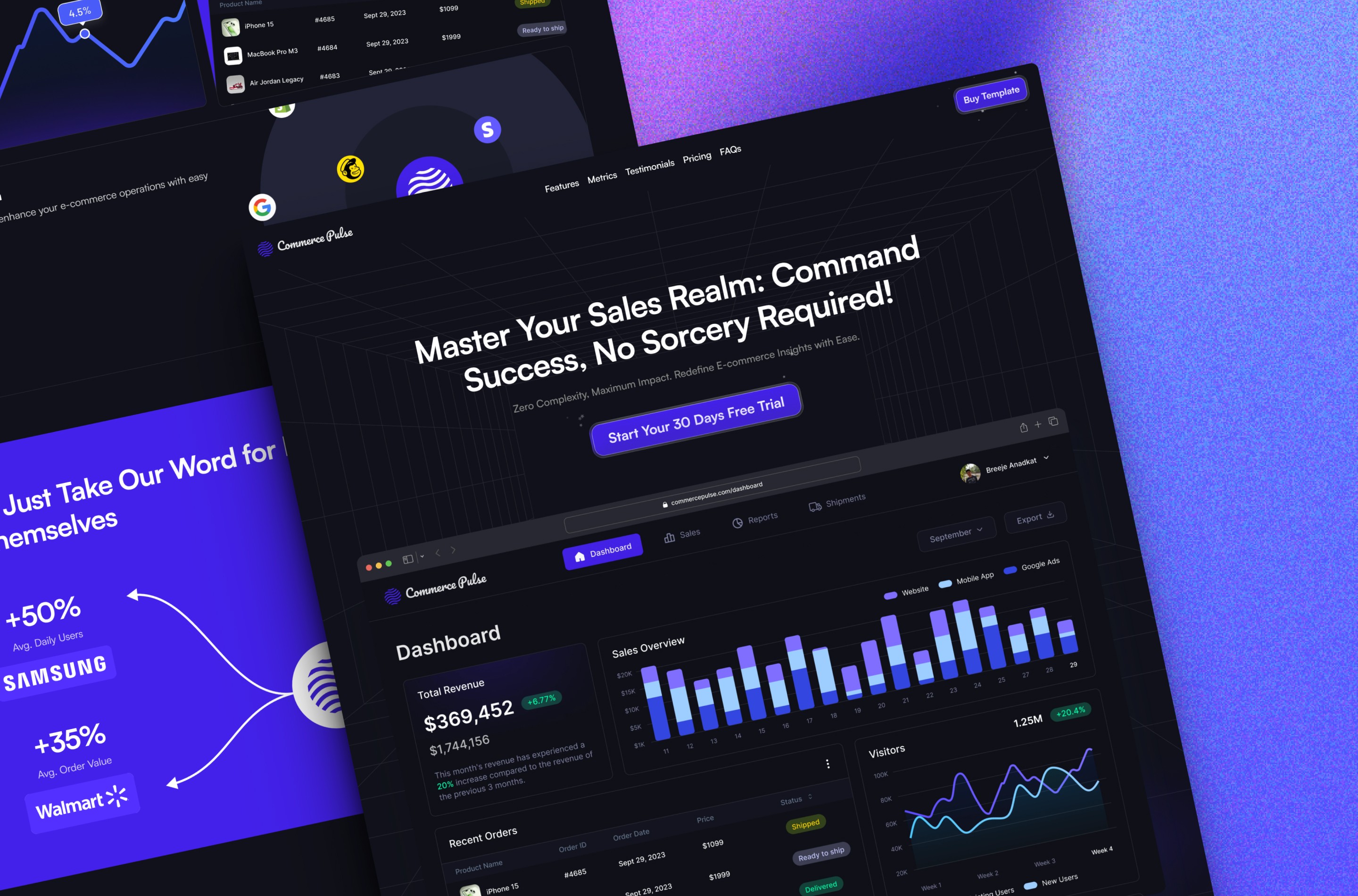 Screenshot 3 for CommercePuls, a Framer Marketplace template by Breeje Anadkat.