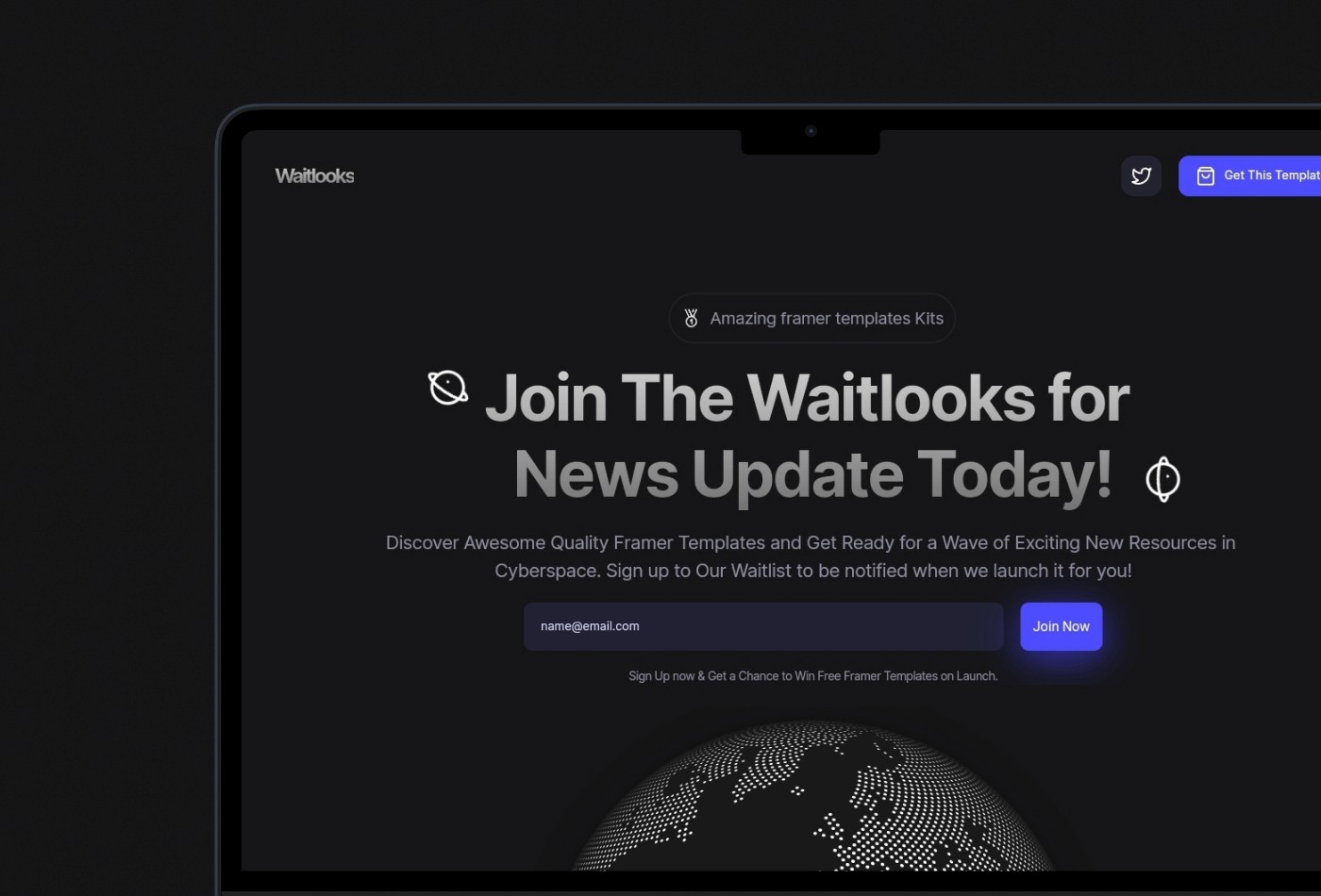 Screenshot 1 for Waitlooks, a Framer Marketplace template by jodysaptra.