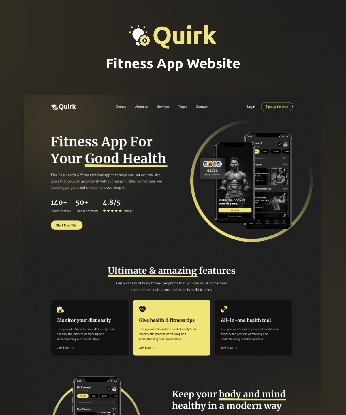 Screenshot 1 for Quirk, a Framer Marketplace template by Sailr.