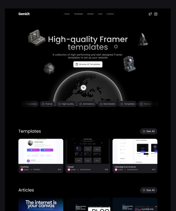 Screenshot 3 for Genkit, a Framer Marketplace template by jodysaptra.