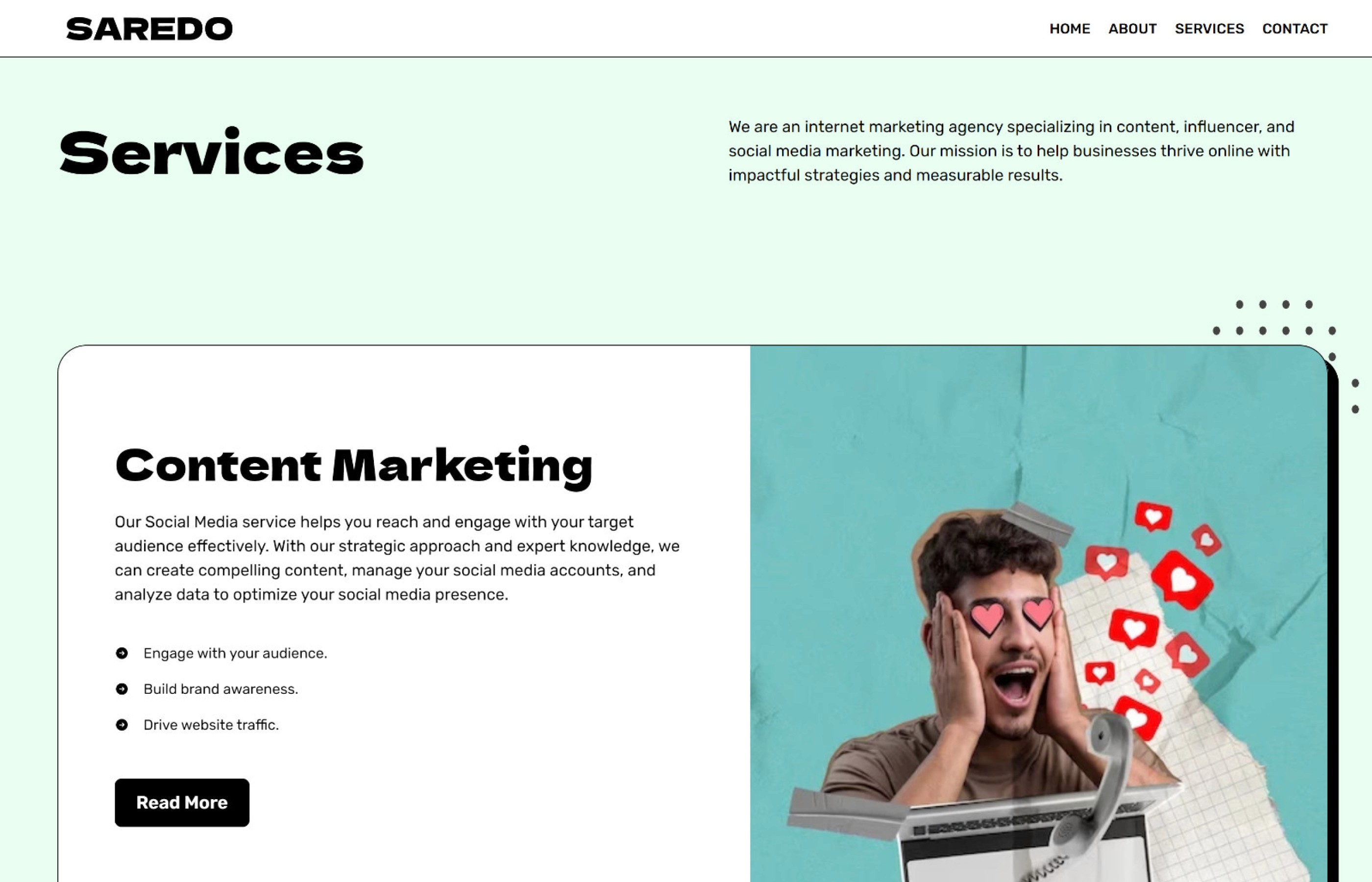 Screenshot 4 for SAREDO, a Framer Marketplace template by Ariakes.