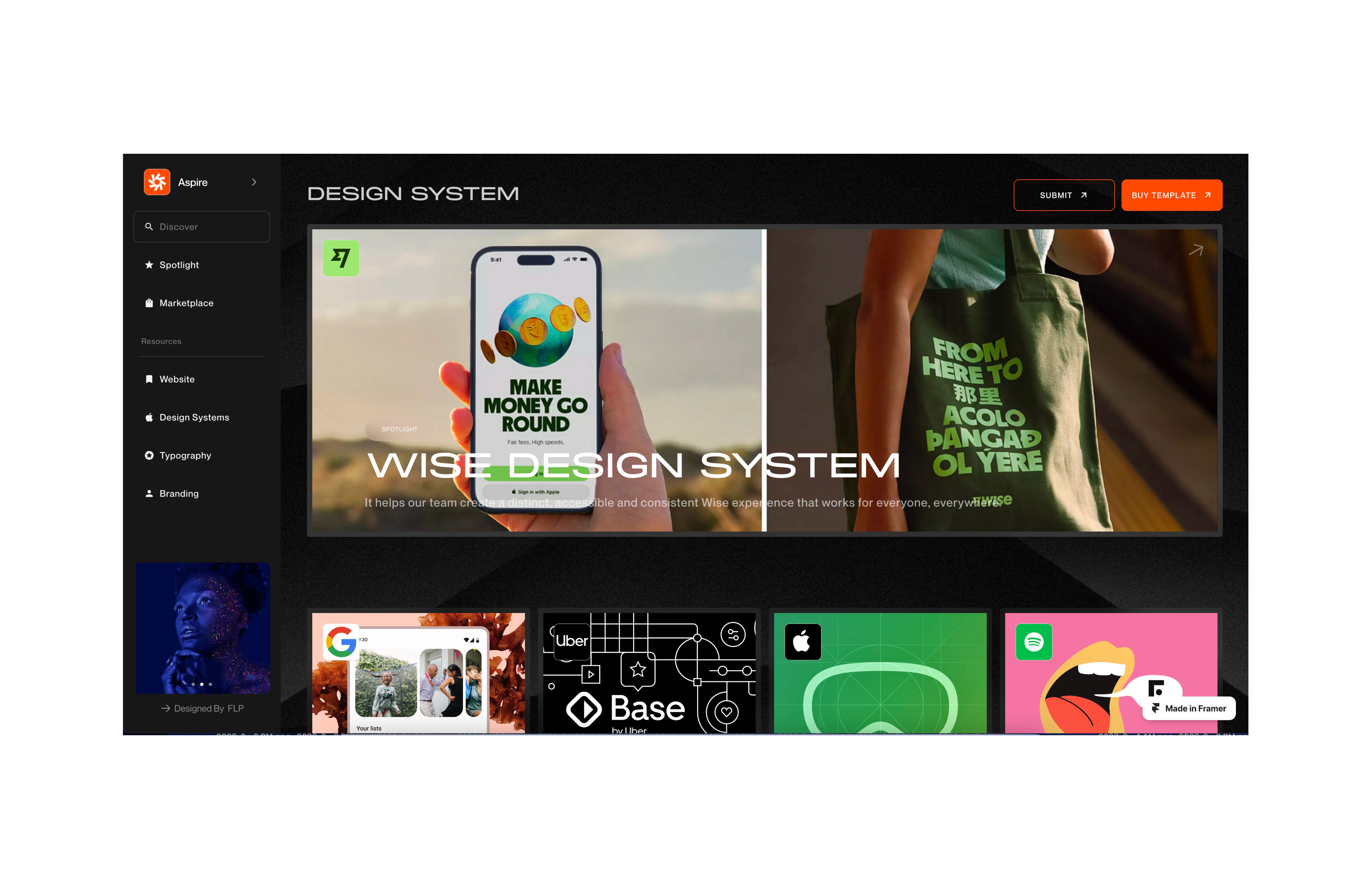 Screenshot 4 for Aspire, a Framer Marketplace template by FTC Studio.