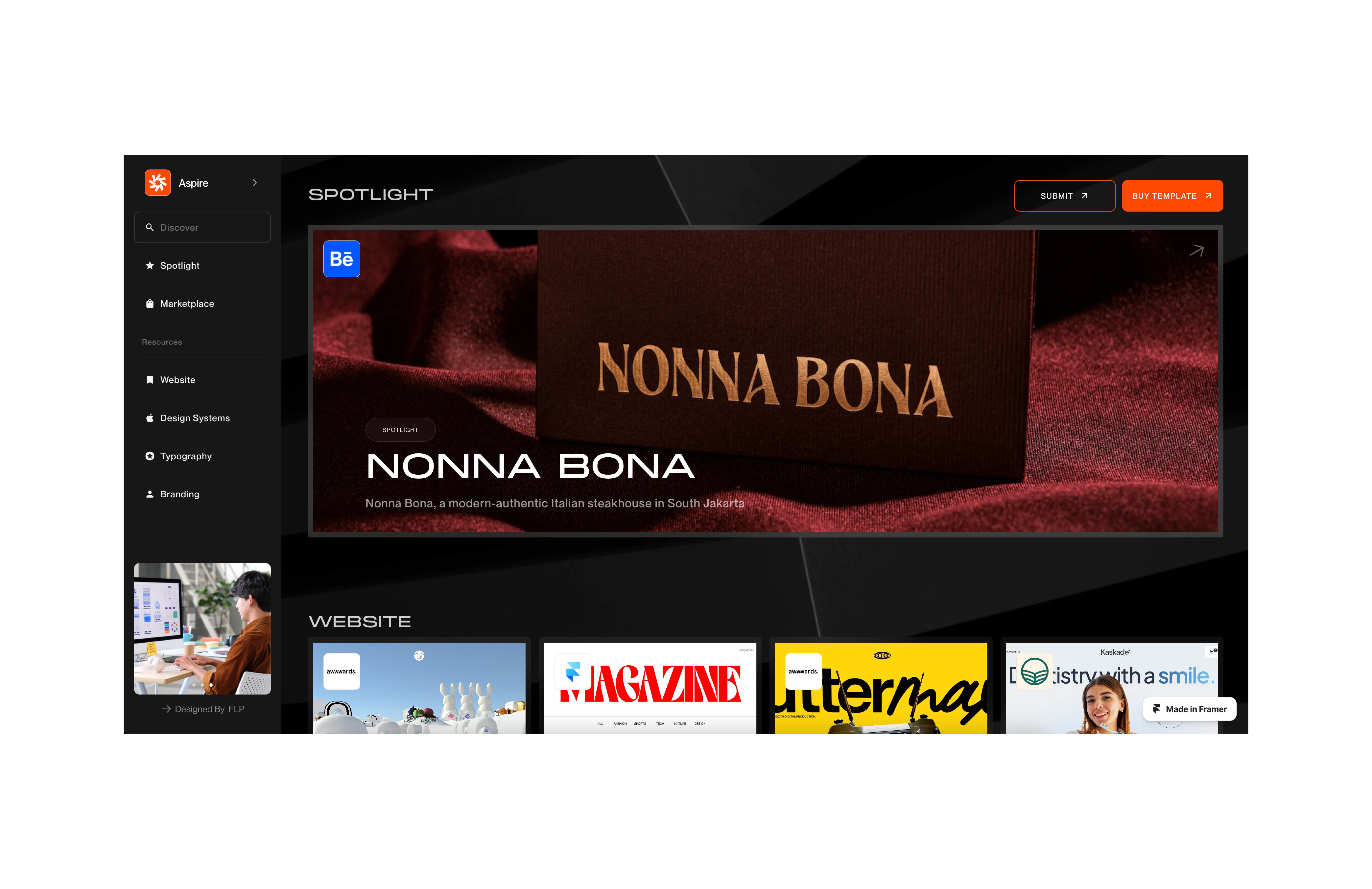 Screenshot 3 for Aspire, a Framer Marketplace template by FTC Studio.