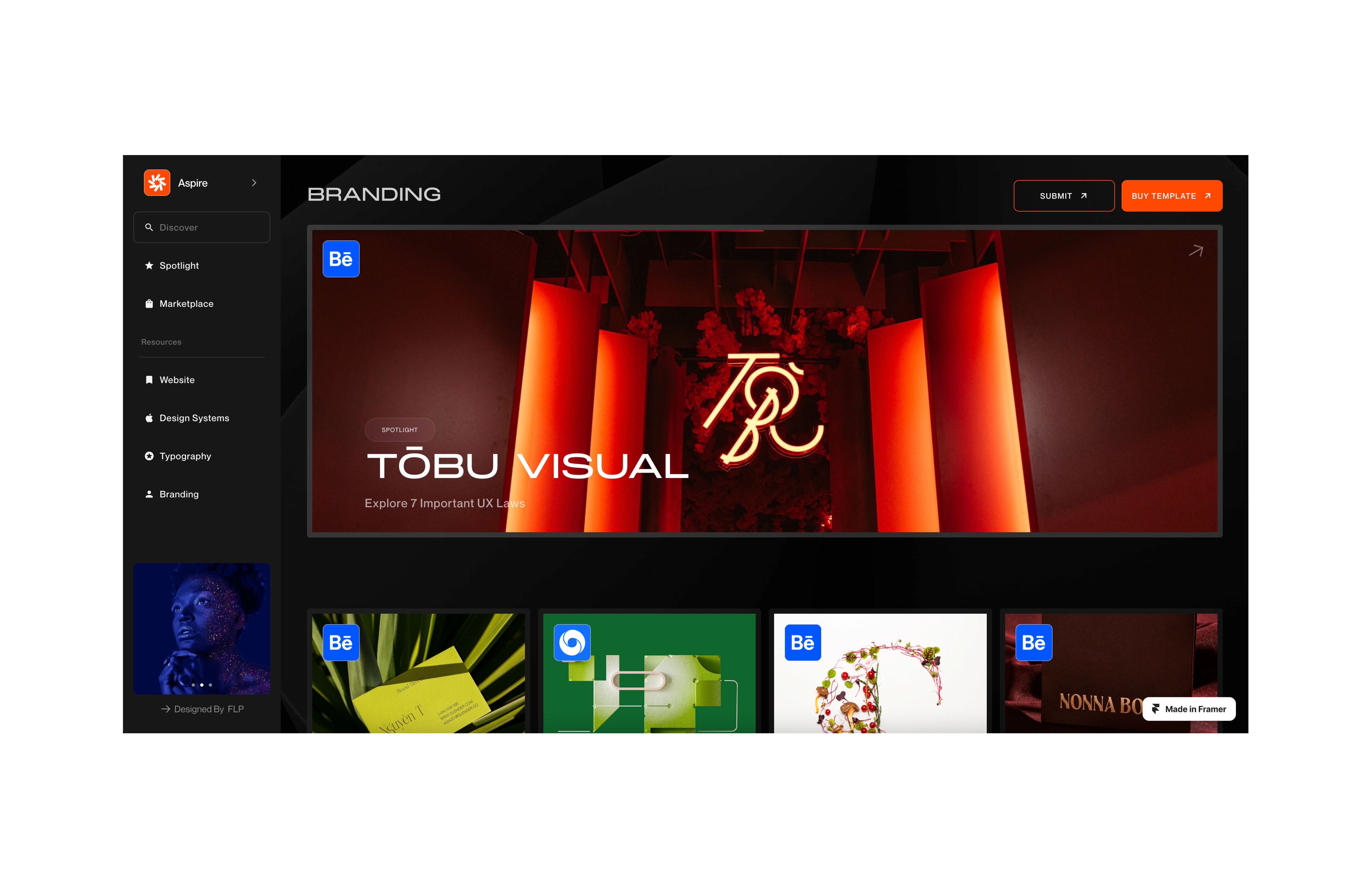 Screenshot 2 for Aspire, a Framer Marketplace template by FTC Studio.
