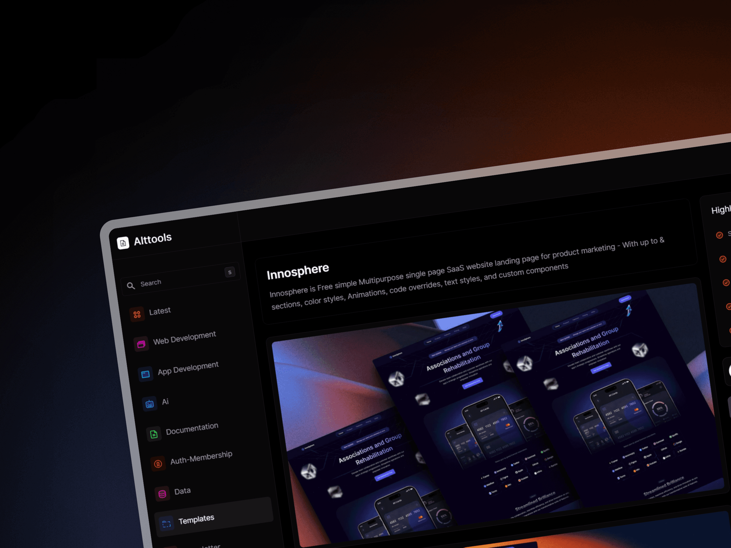 Screenshot 4 for AltTools, a Framer Marketplace template by Kayode.