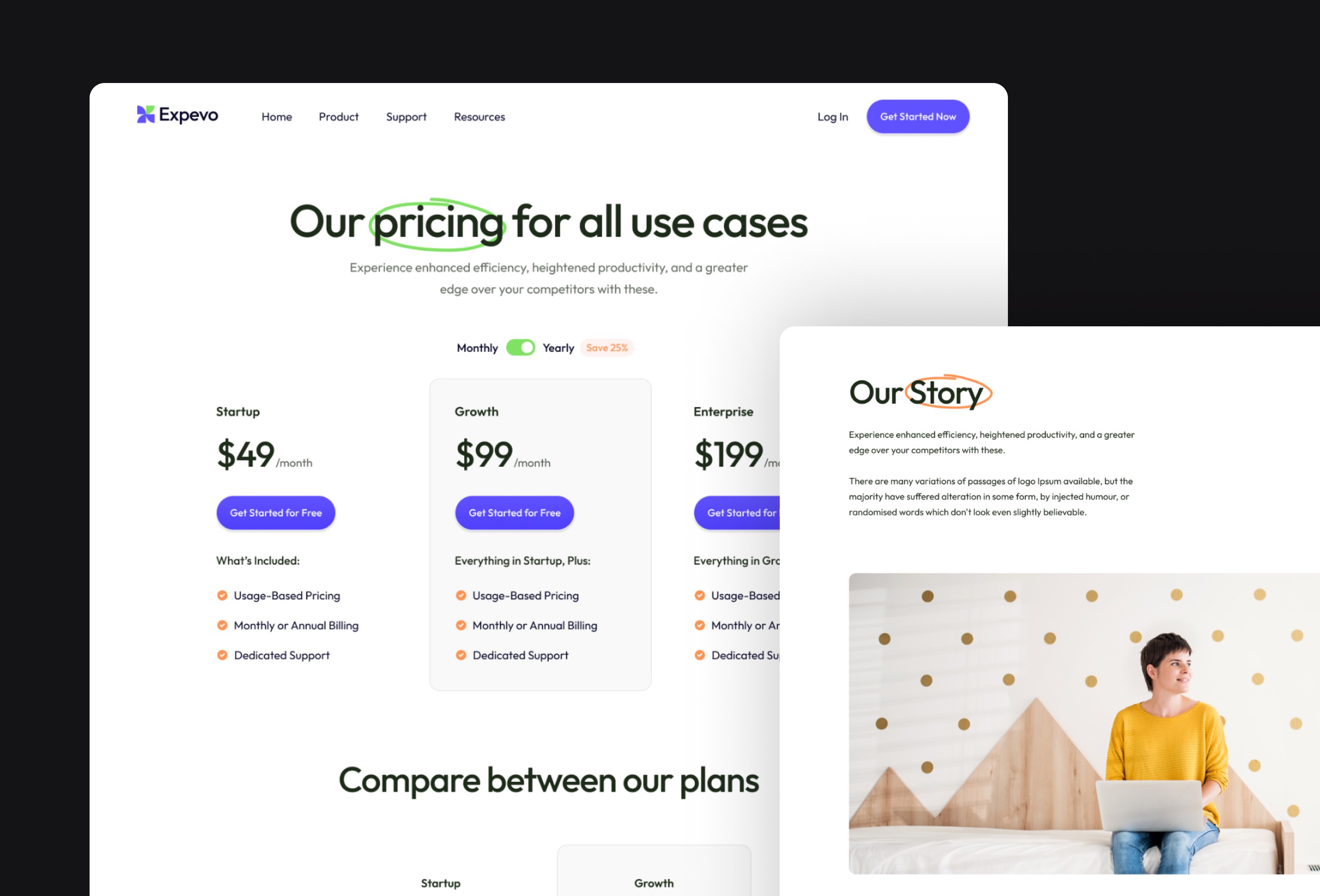 Screenshot 3 for Expevo, a Framer Marketplace template by Framerbite.