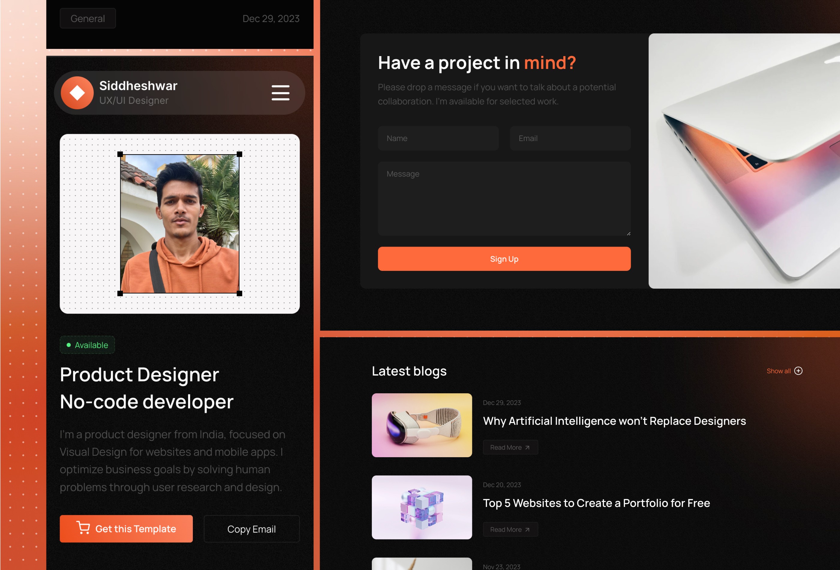 Screenshot 4 for HorizonX, a Framer Marketplace template by Sid.