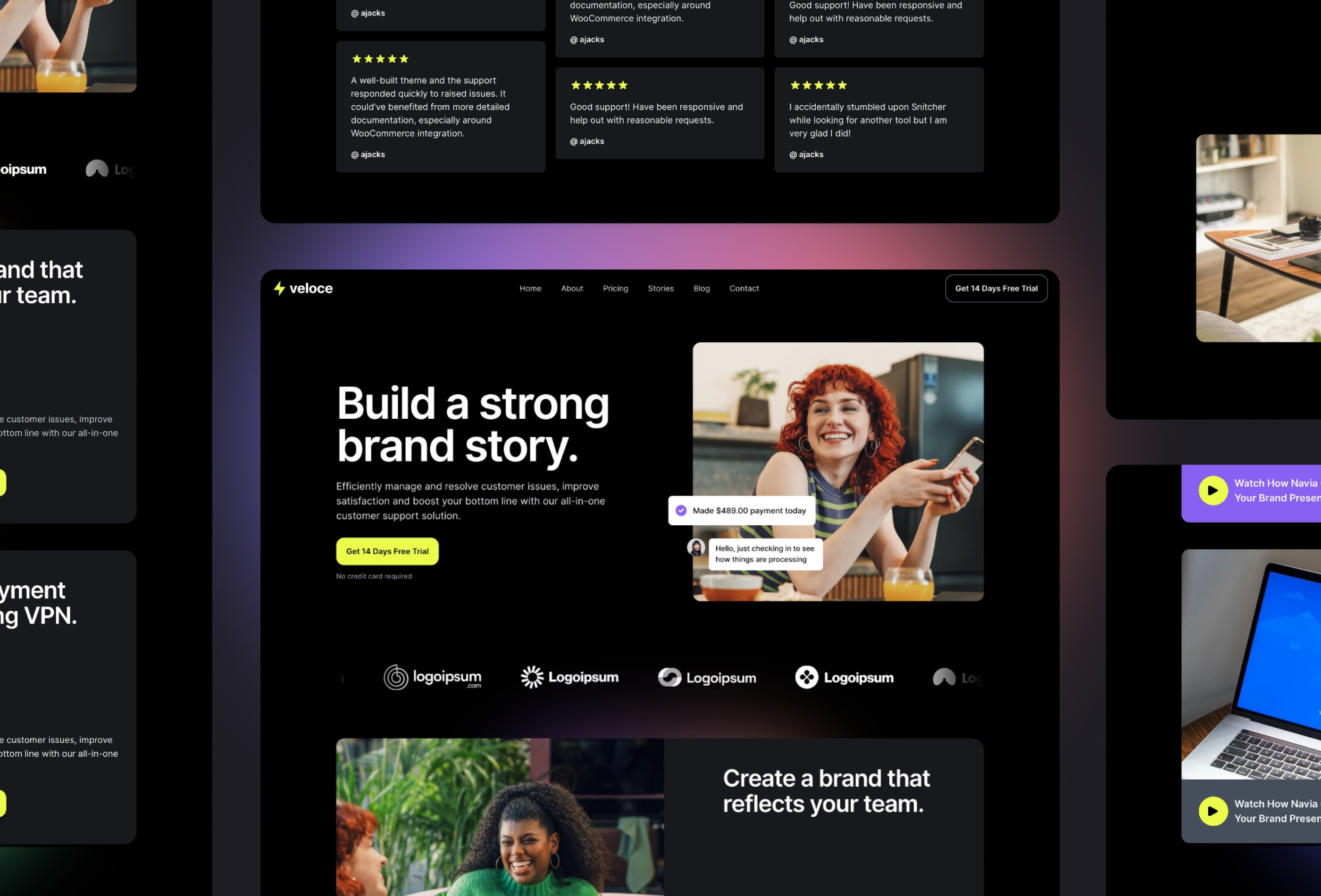 Screenshot 3 for Veloce, a Framer Marketplace template by Framerbite.