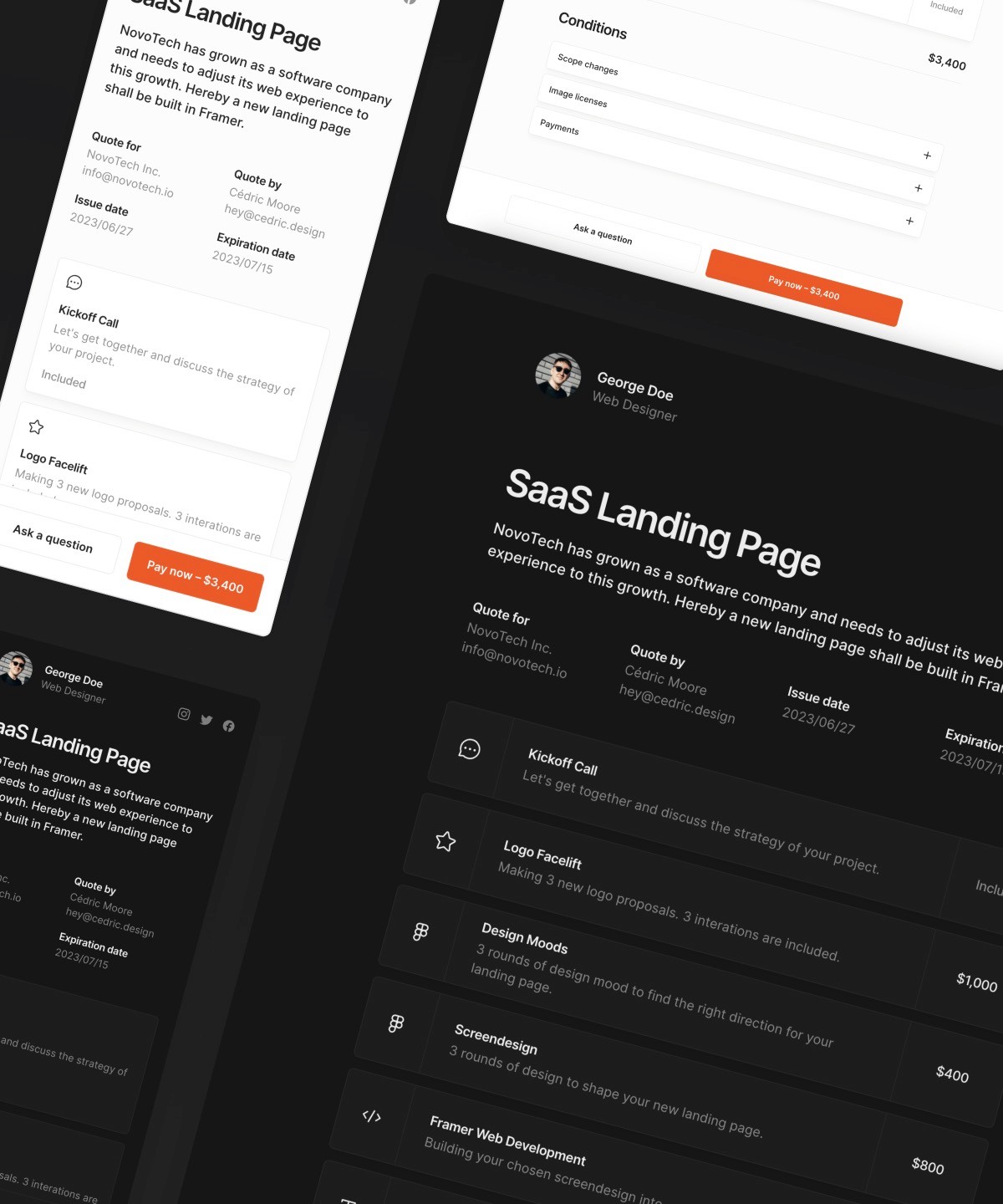 Screenshot 1 for Billify, a Framer Marketplace template by Cédric.