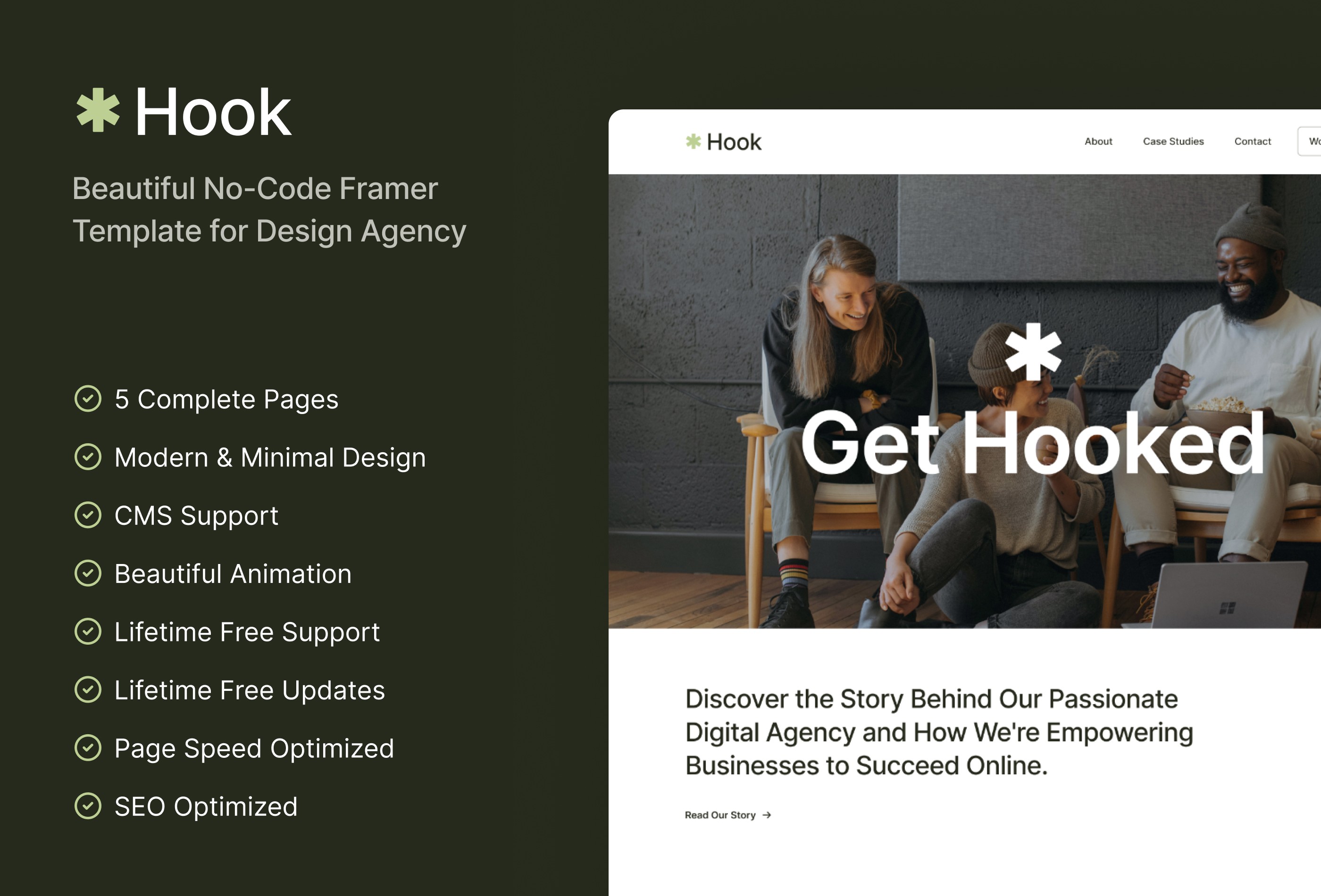 Screenshot 2 for Hook, a Framer Marketplace template by Framerbite.