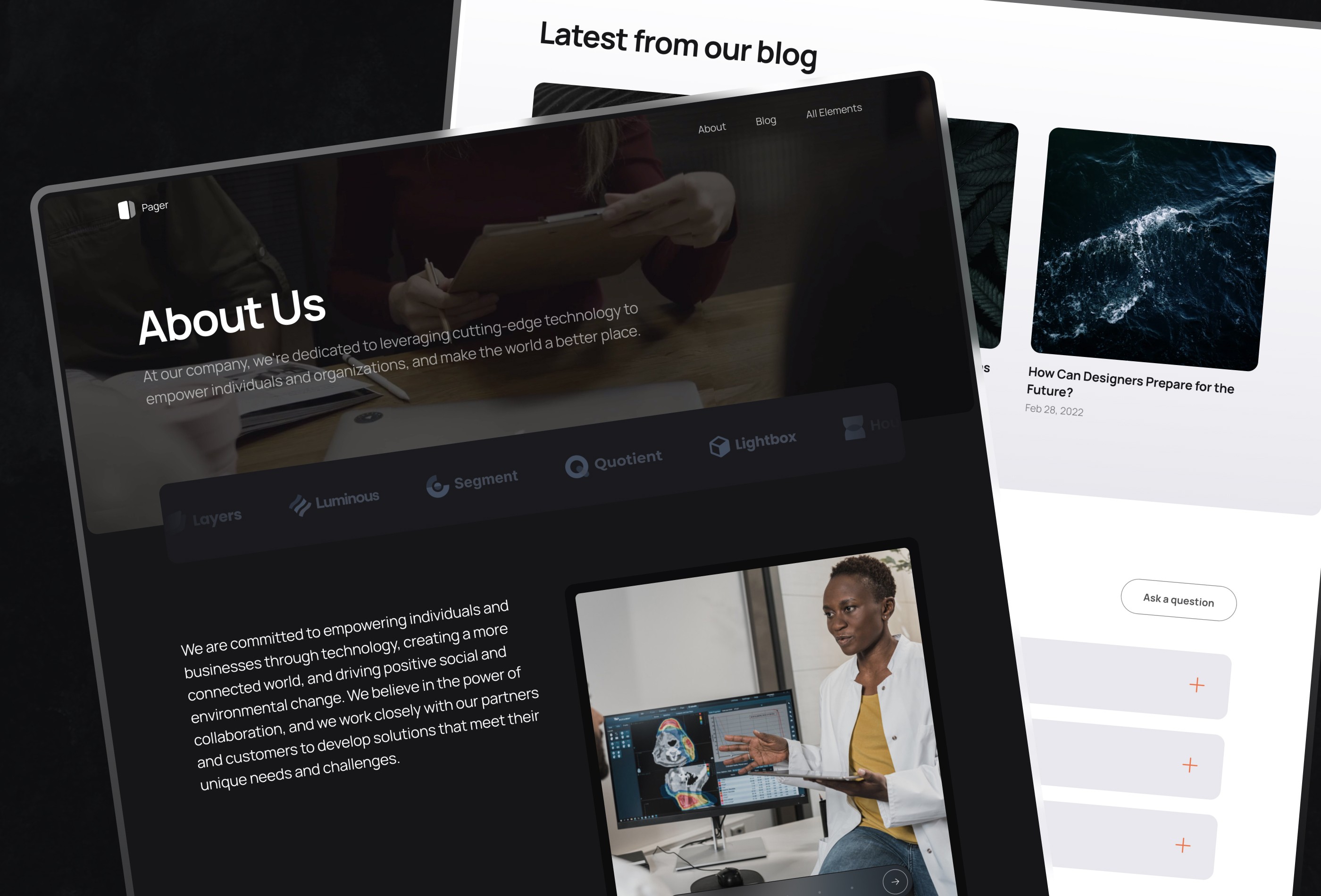 Screenshot 3 for Pager, a Framer Marketplace template by Easyfast.