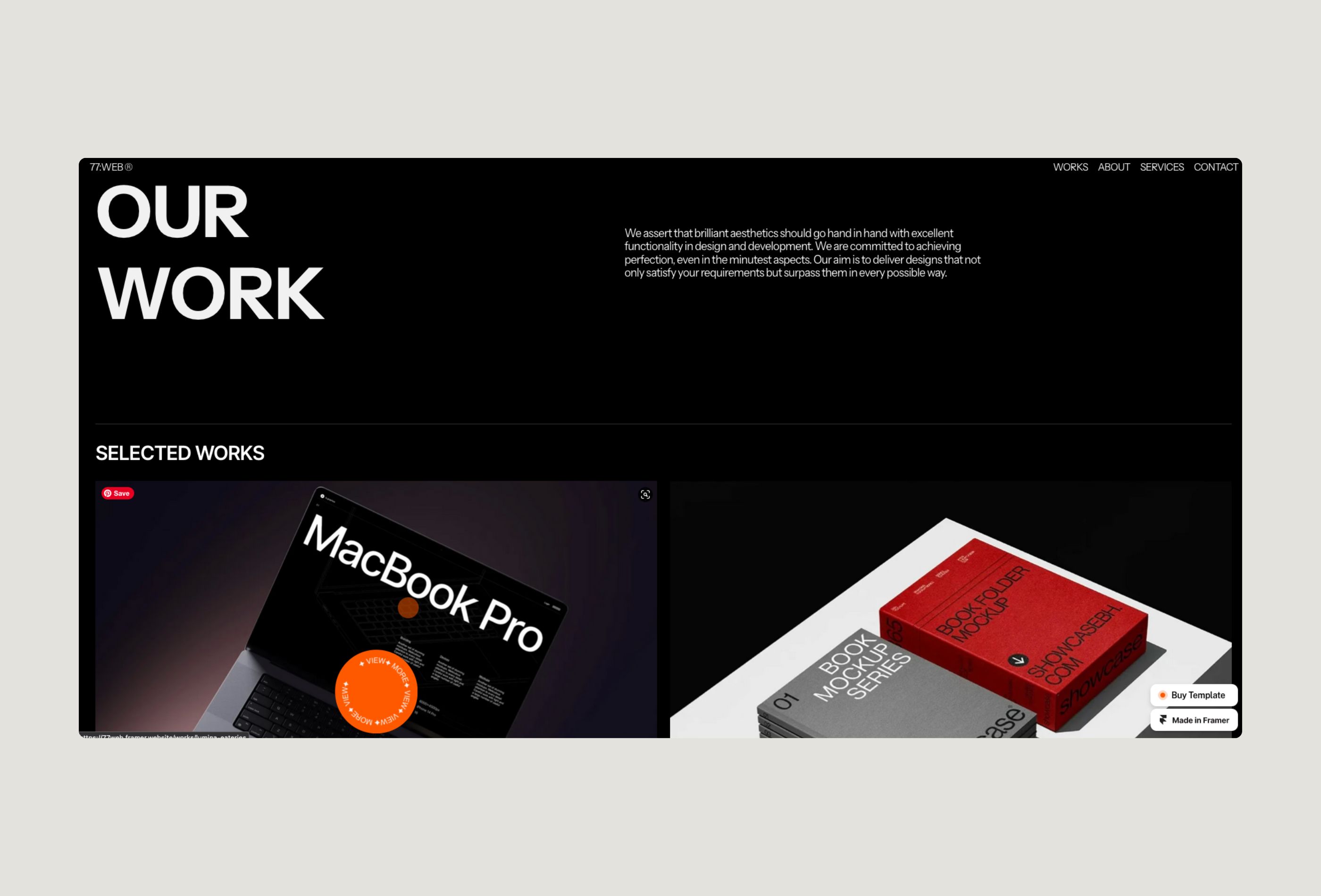 Screenshot 4 for 77:WEB, a Framer Marketplace template by Danny.