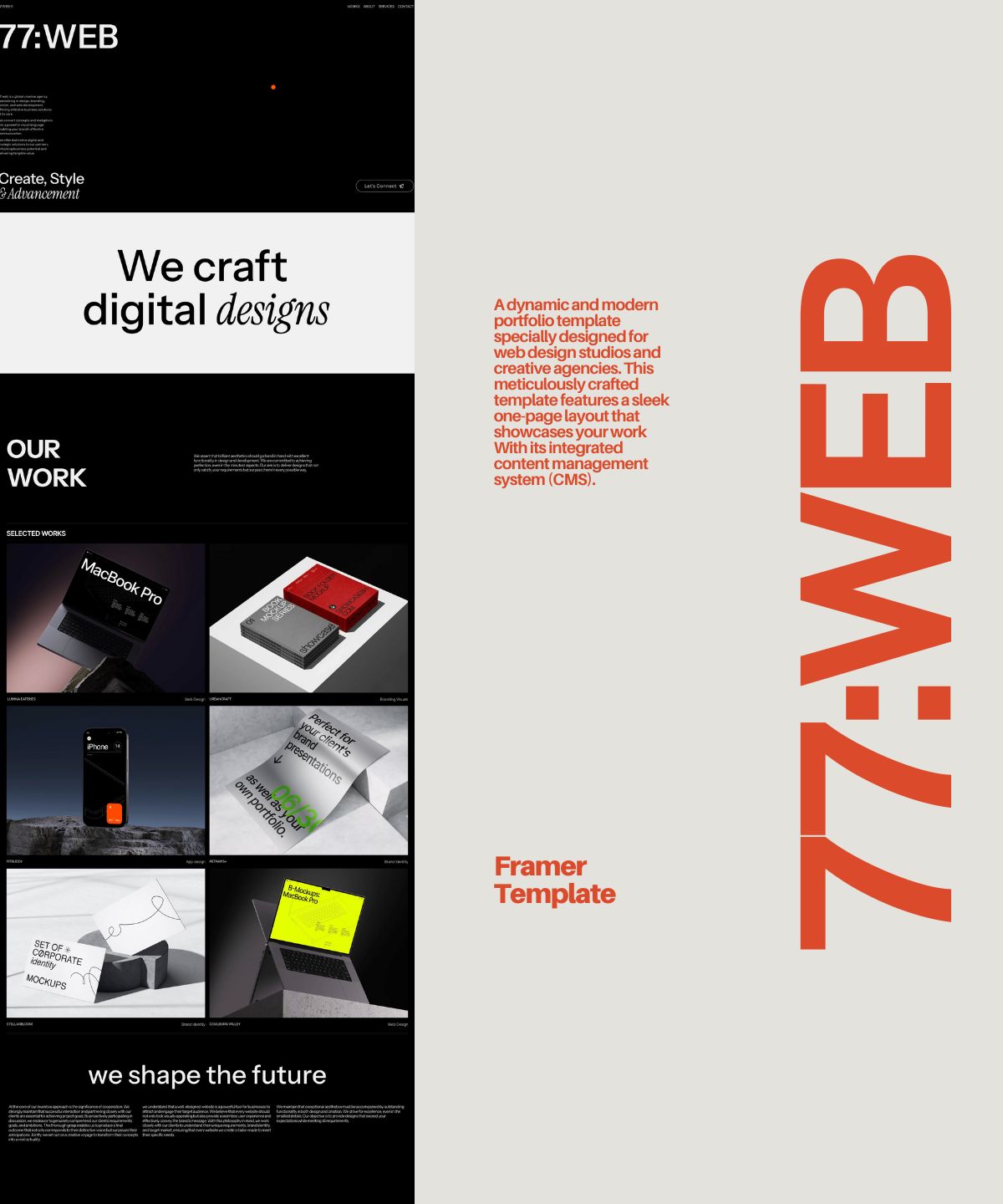 Screenshot 1 for 77:WEB, a Framer Marketplace template by Danny.