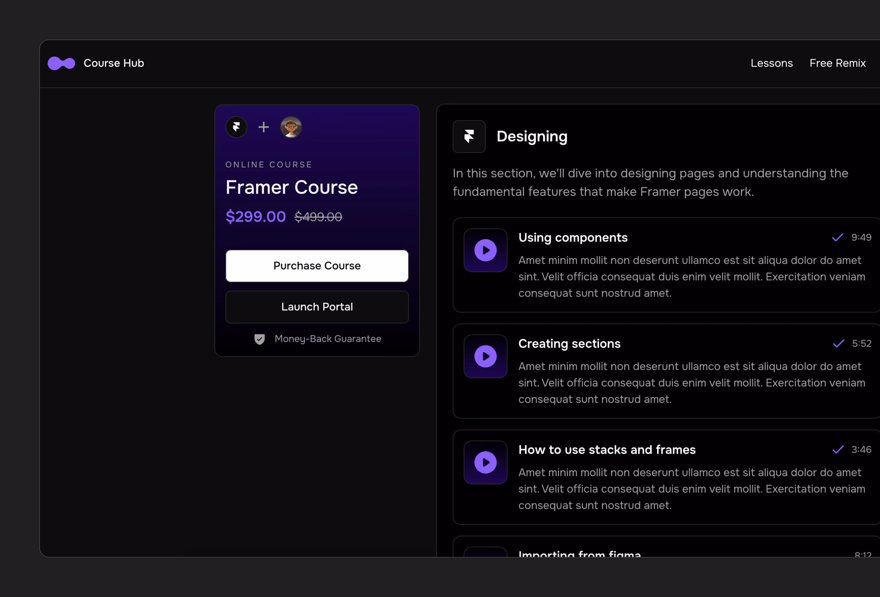 Screenshot 4 for DesignerHub, a Framer Marketplace template by Danny Sapio.