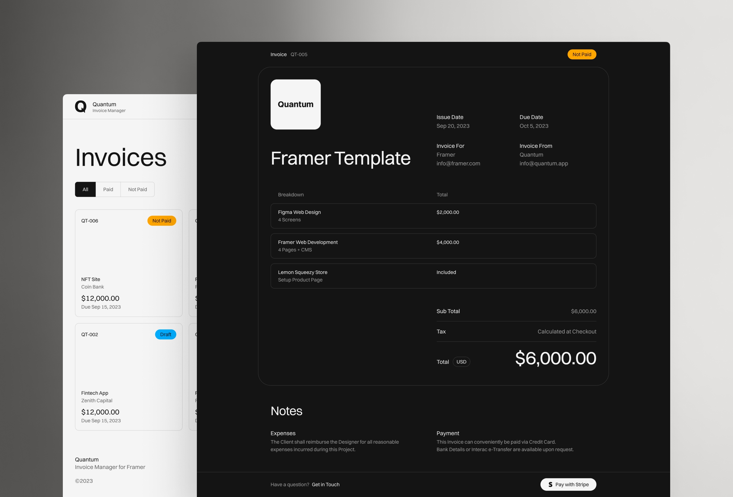 Thumbnail 2 for Quantum, a Framer Marketplace template by Paul Lapkin.