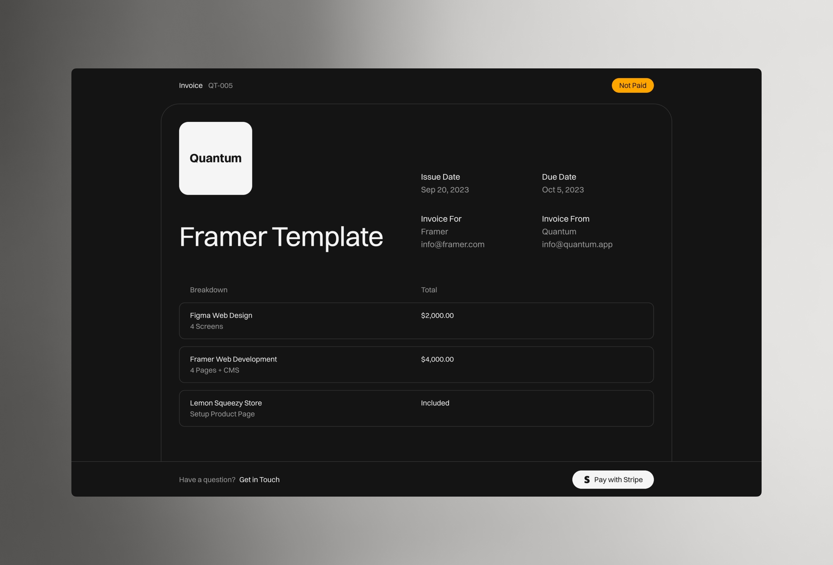 Screenshot 4 for Quantum, a Framer Marketplace template by Paul Lapkin.