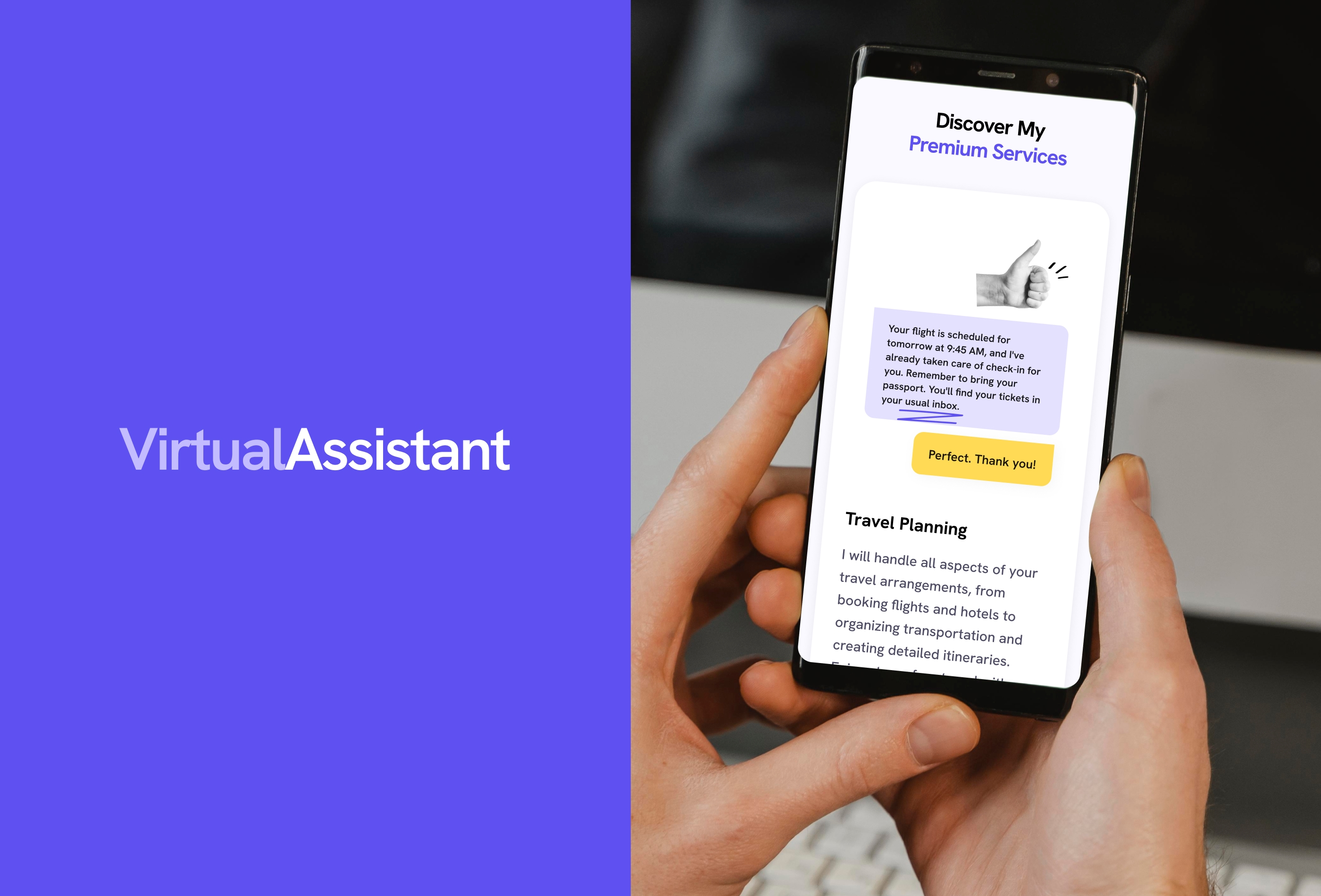 Screenshot 3 for Virtual Assistant, a Framer Marketplace template by bujadesign.