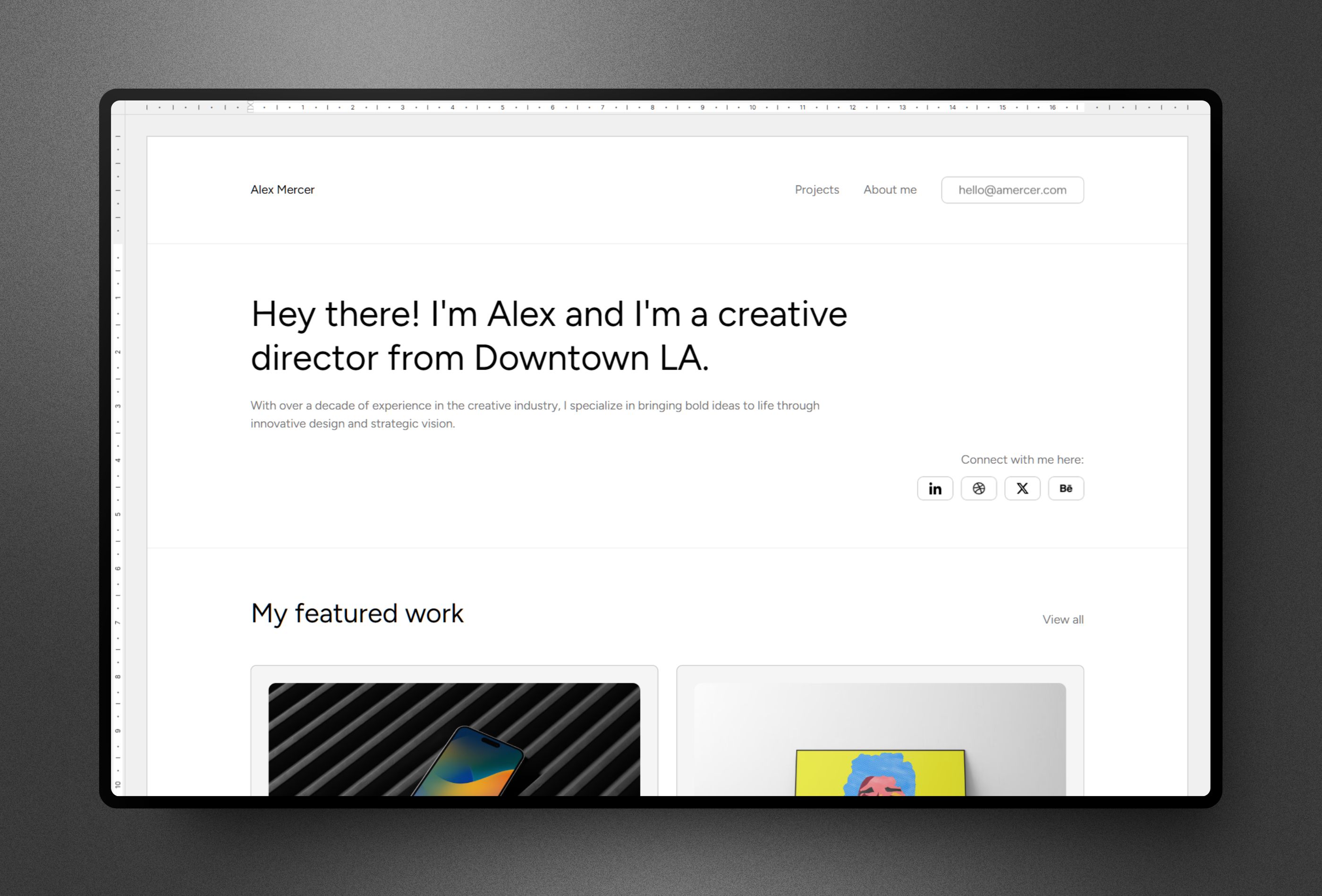 Screenshot 1 for MS WordFolio, a Framer Marketplace template by Krzysztof Hejna.