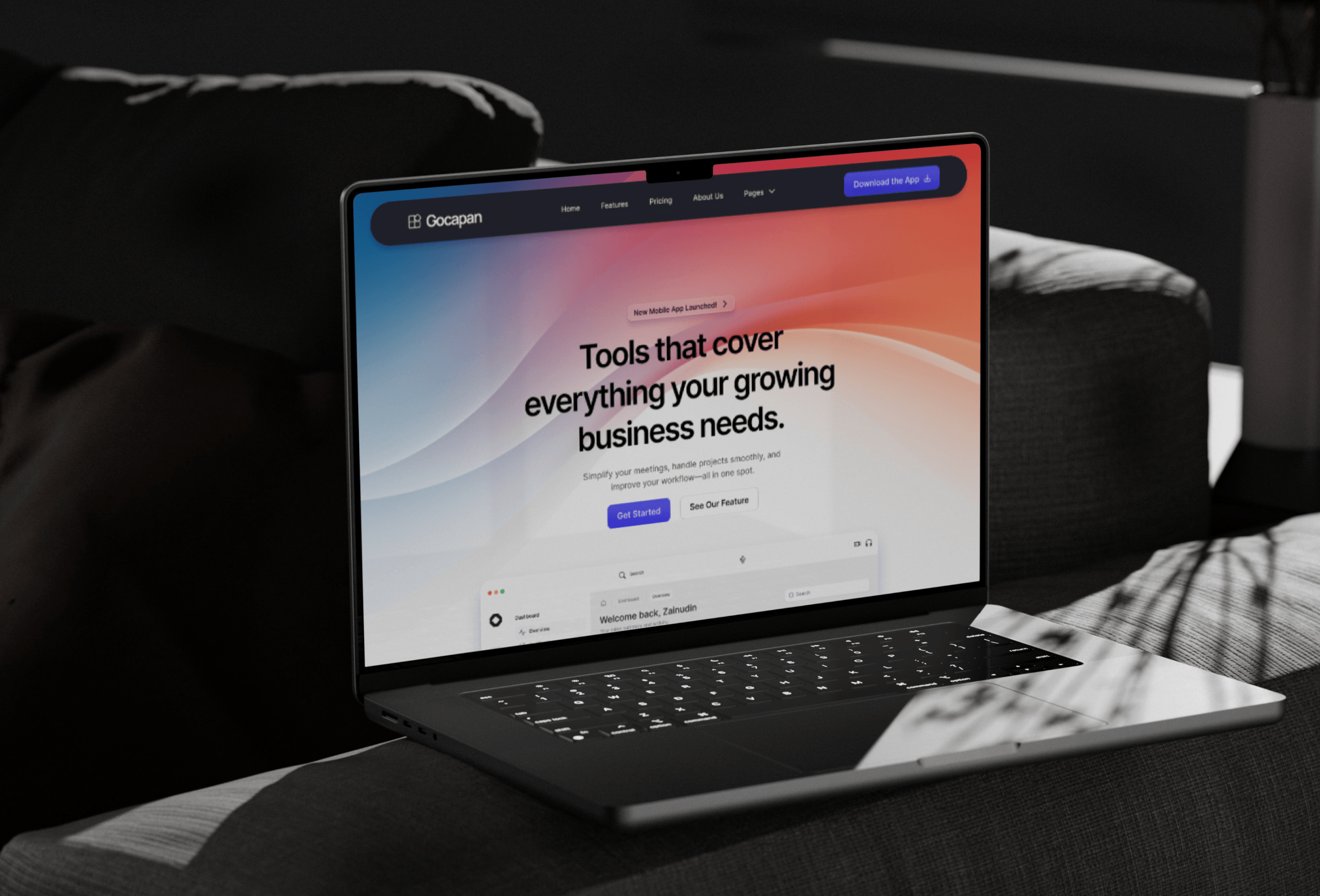 Screenshot 2 for Gocapan, a Framer Marketplace template by Kiki Bahrul.