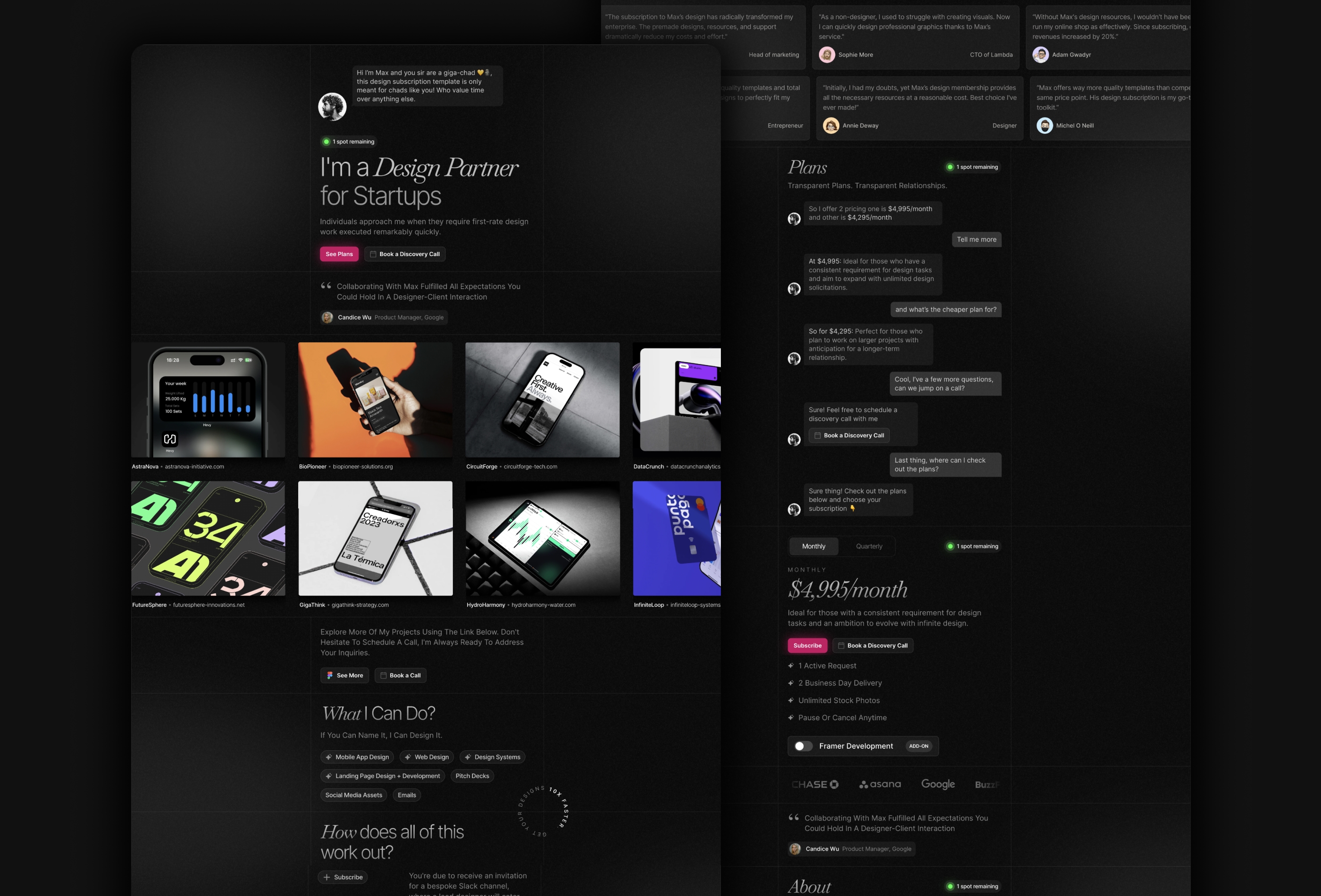 Screenshot 2 for Unlimited , a Framer Marketplace template by Vedant Jamwal.
