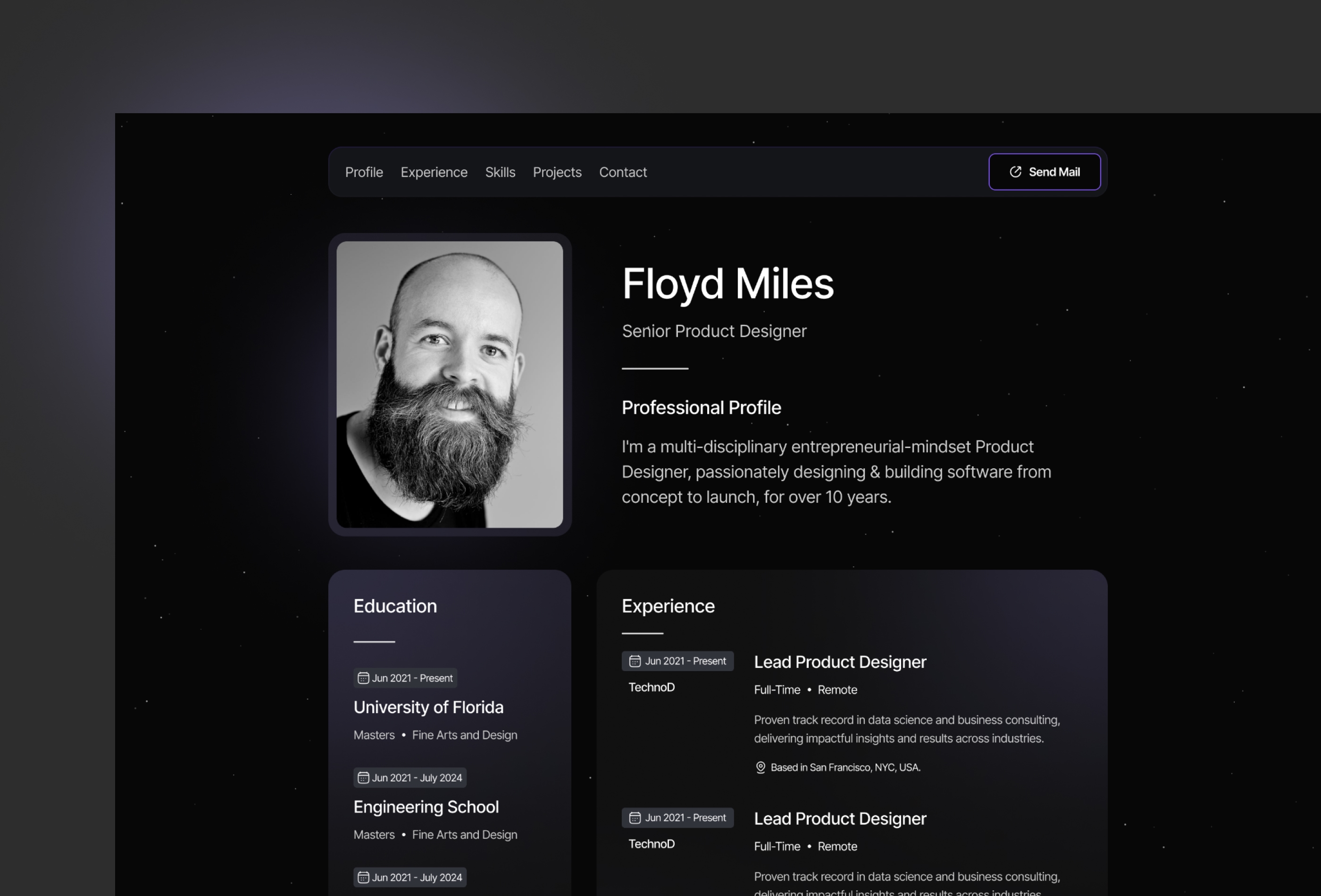 Screenshot 2 for CVMaster, a Framer Marketplace template by Hookmind.