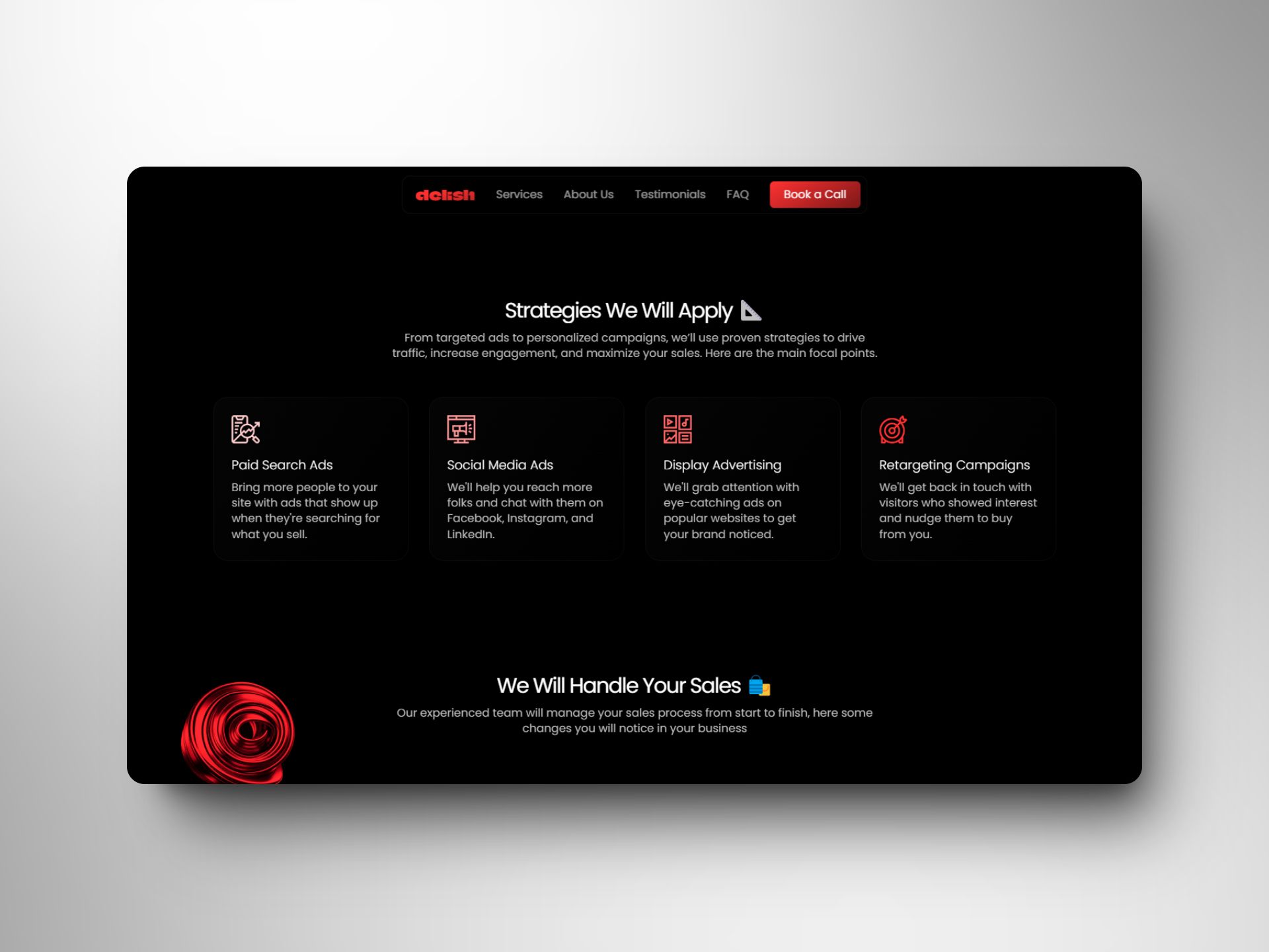 Screenshot 2 for Delish, a Framer Marketplace template by Delani.pro.