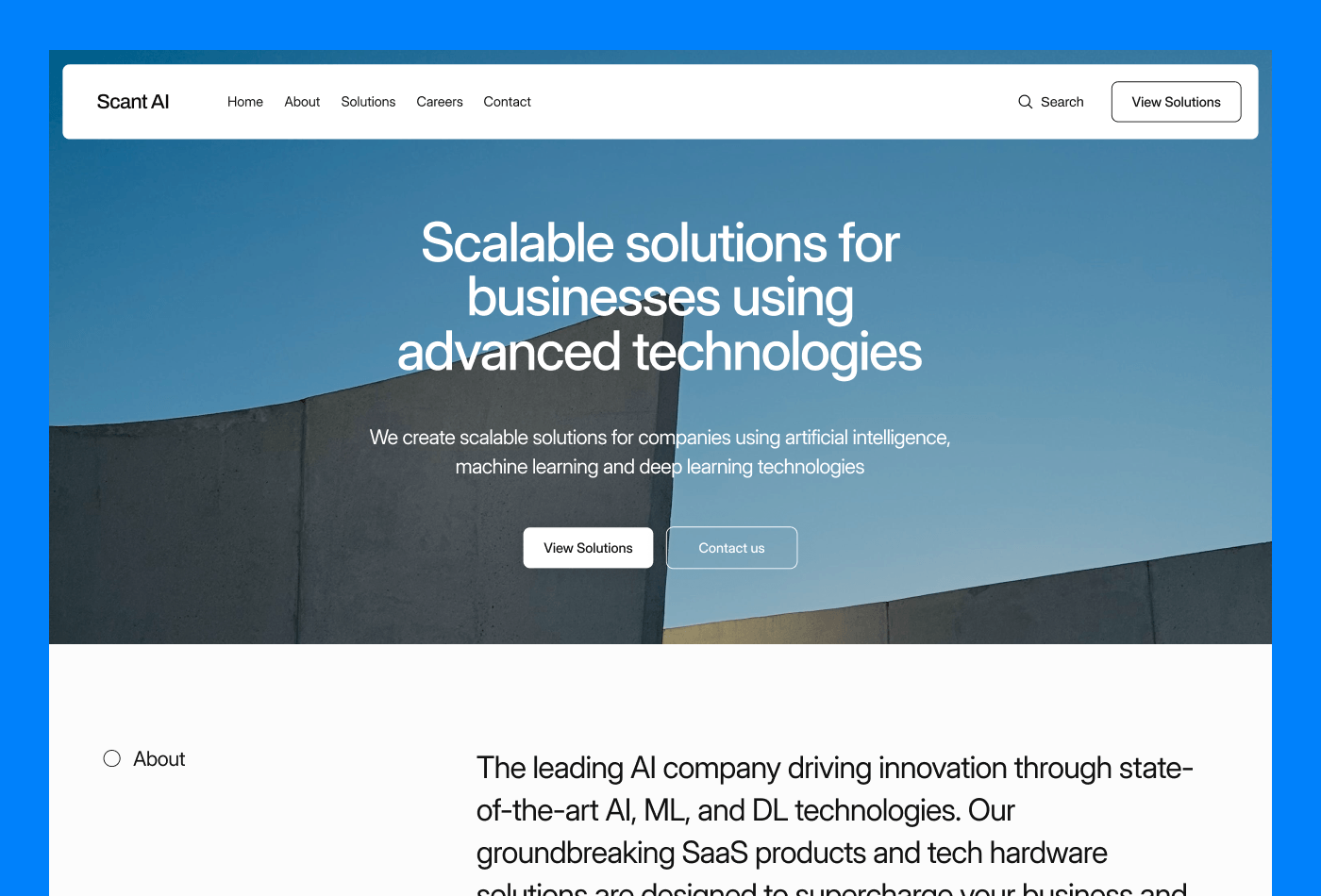 Screenshot 1 for Scant AI, a Framer Marketplace template by Ozenua Oluwatobi.
