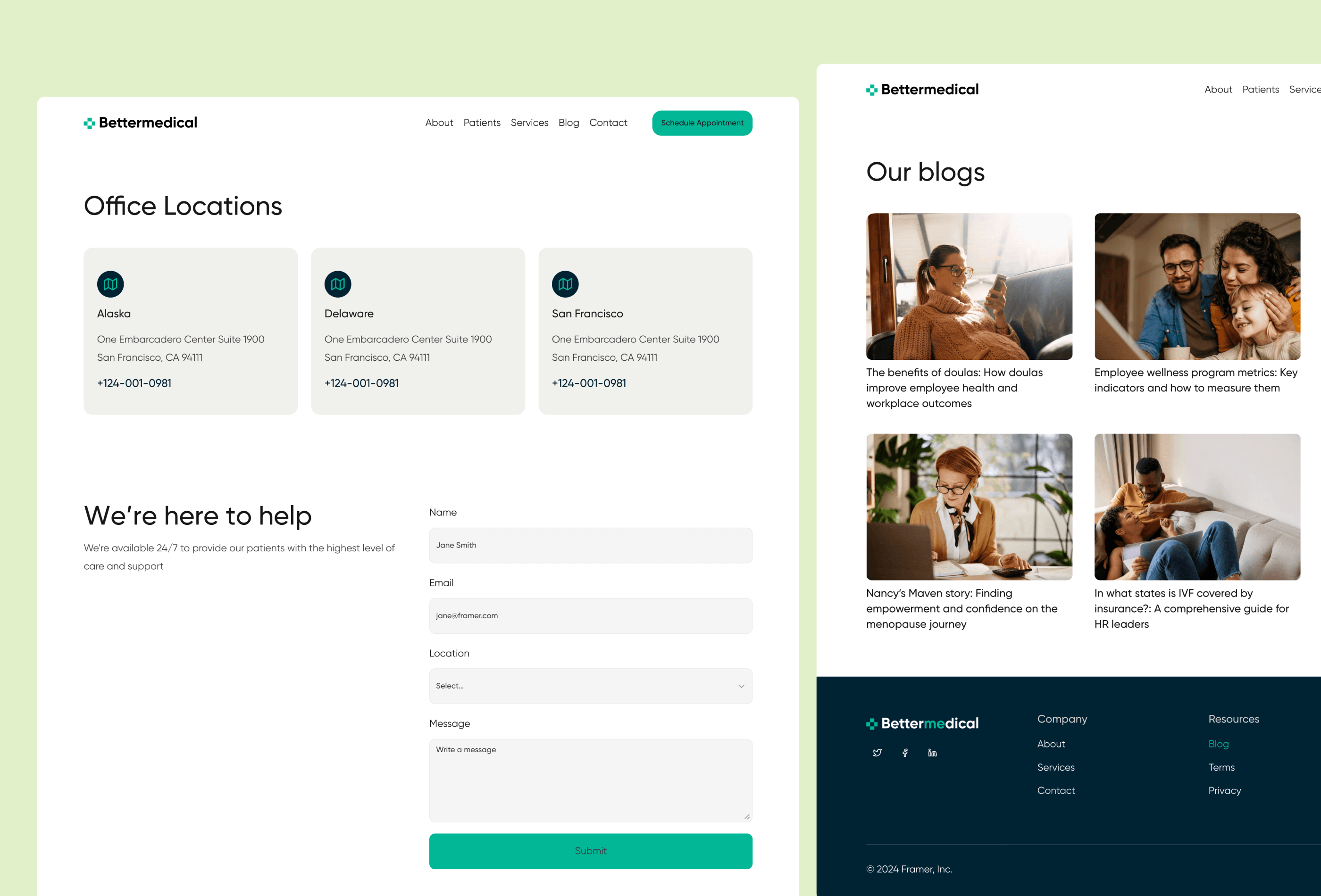 Screenshot 4 for BetterMedica, a Framer Marketplace template by Emmanuel Nwankwo.