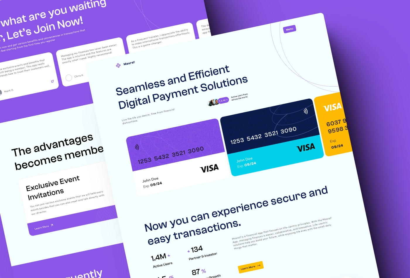 Screenshot 1 for Masraf, a Framer Marketplace template by Mejed Alkoutaini.