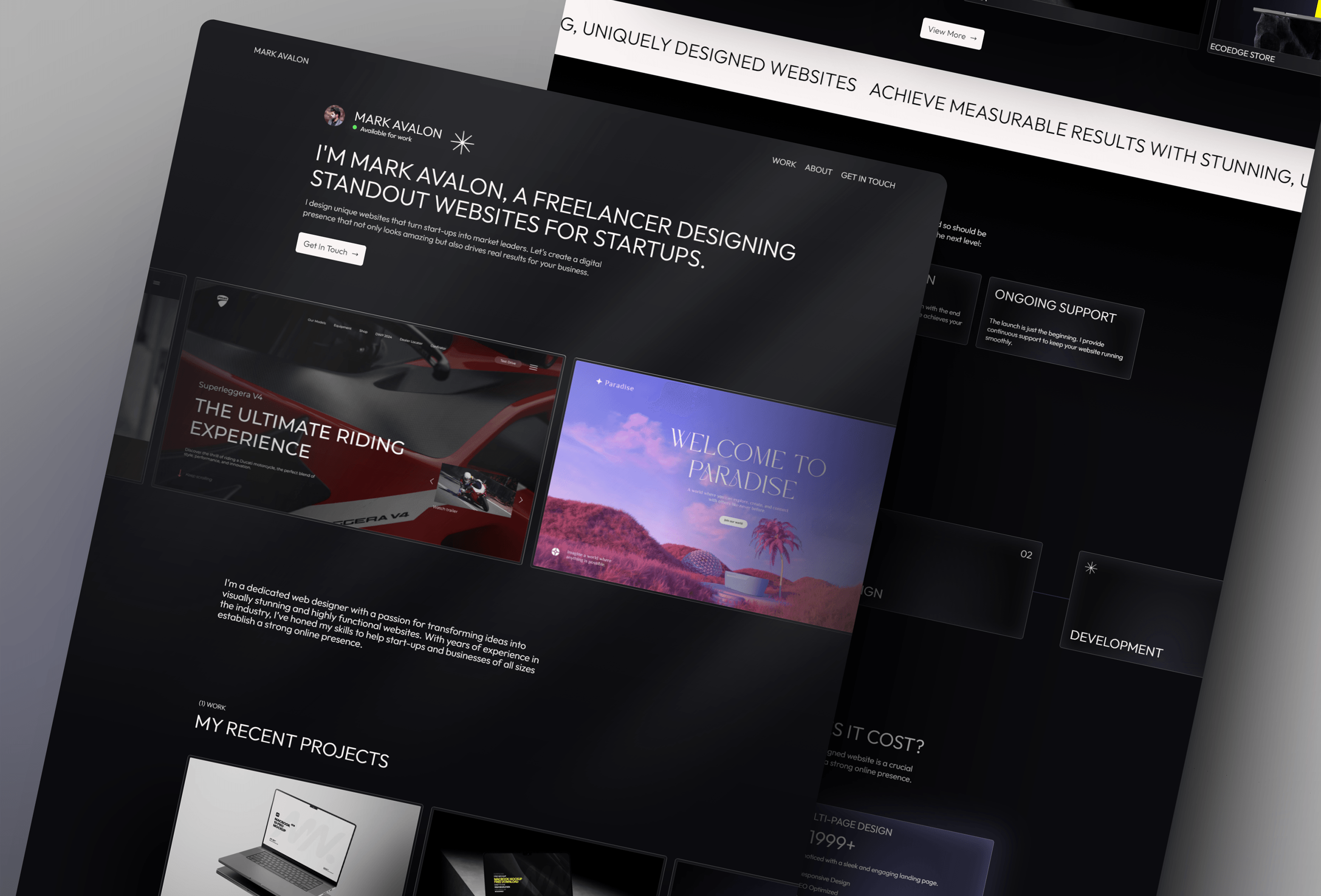 Screenshot 2 for Avalon, a Framer Marketplace template by Josiah Bhanghoyer.
