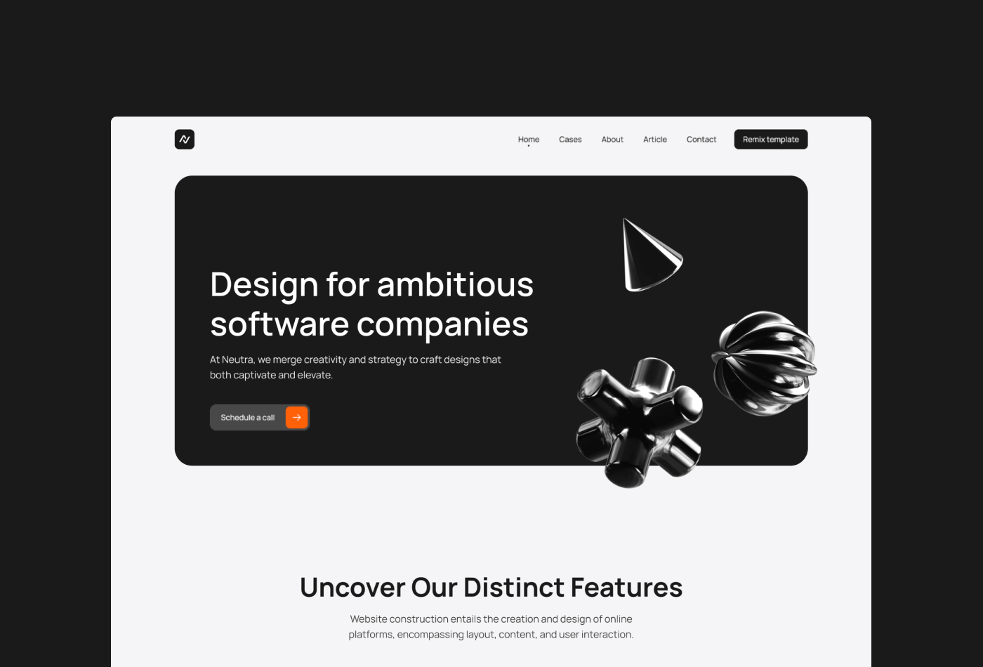 Screenshot 1 for Neutra, a Framer Marketplace template by Dmytri Ivanov.